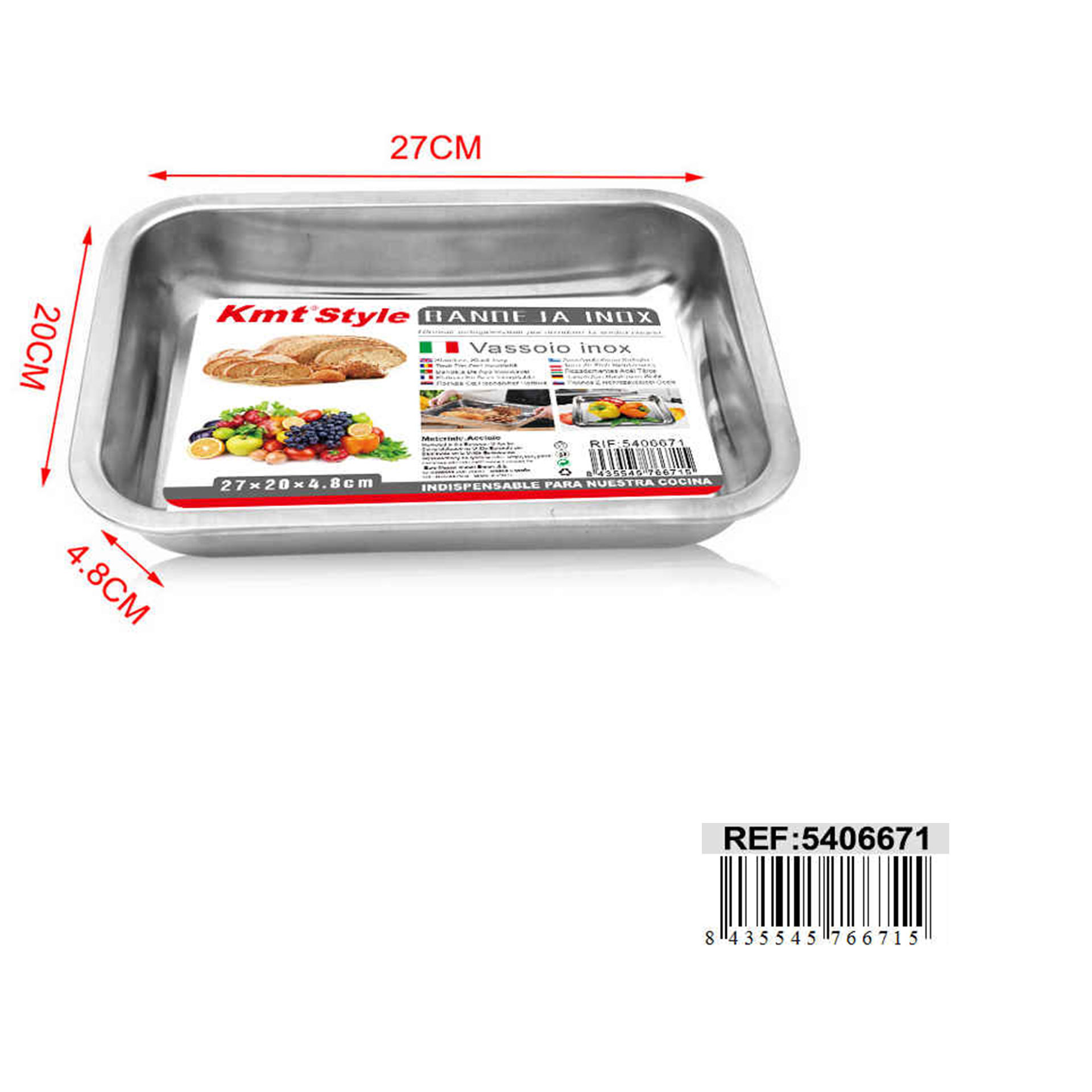 VASSOIO INOX 27*20*4.8CM 230G