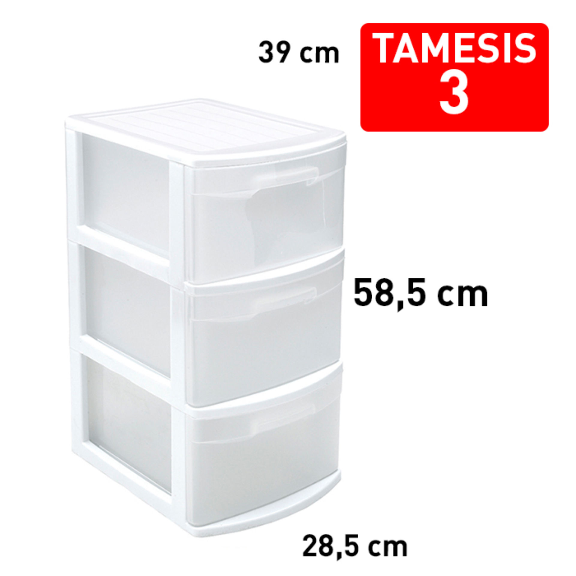 CASSETTIERA 3 CASSETTI TAMESIS BIANCOPlastic Forte