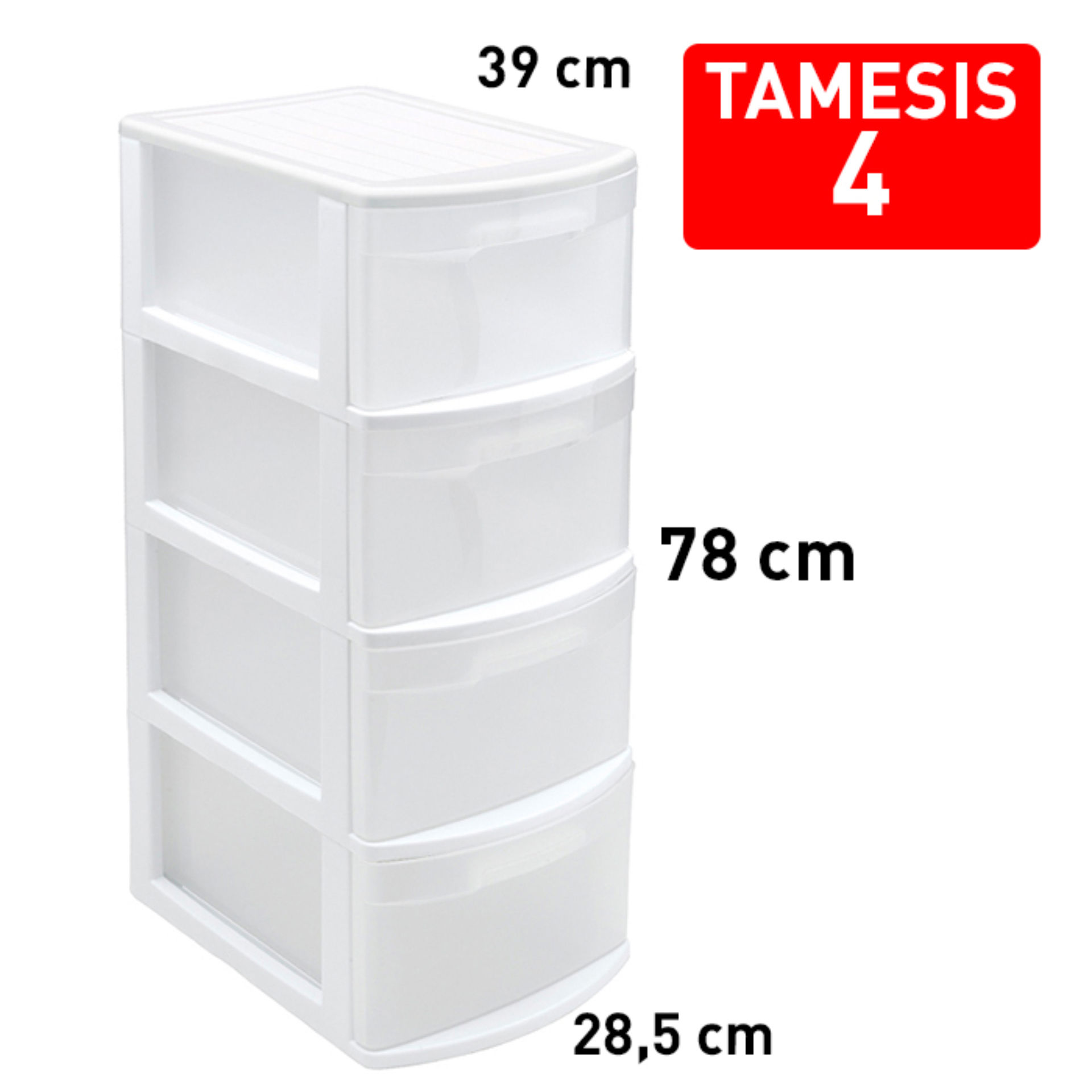 CASSETTIERA 4 CASSETTI TAMESIS BIANCOPlastic Forte