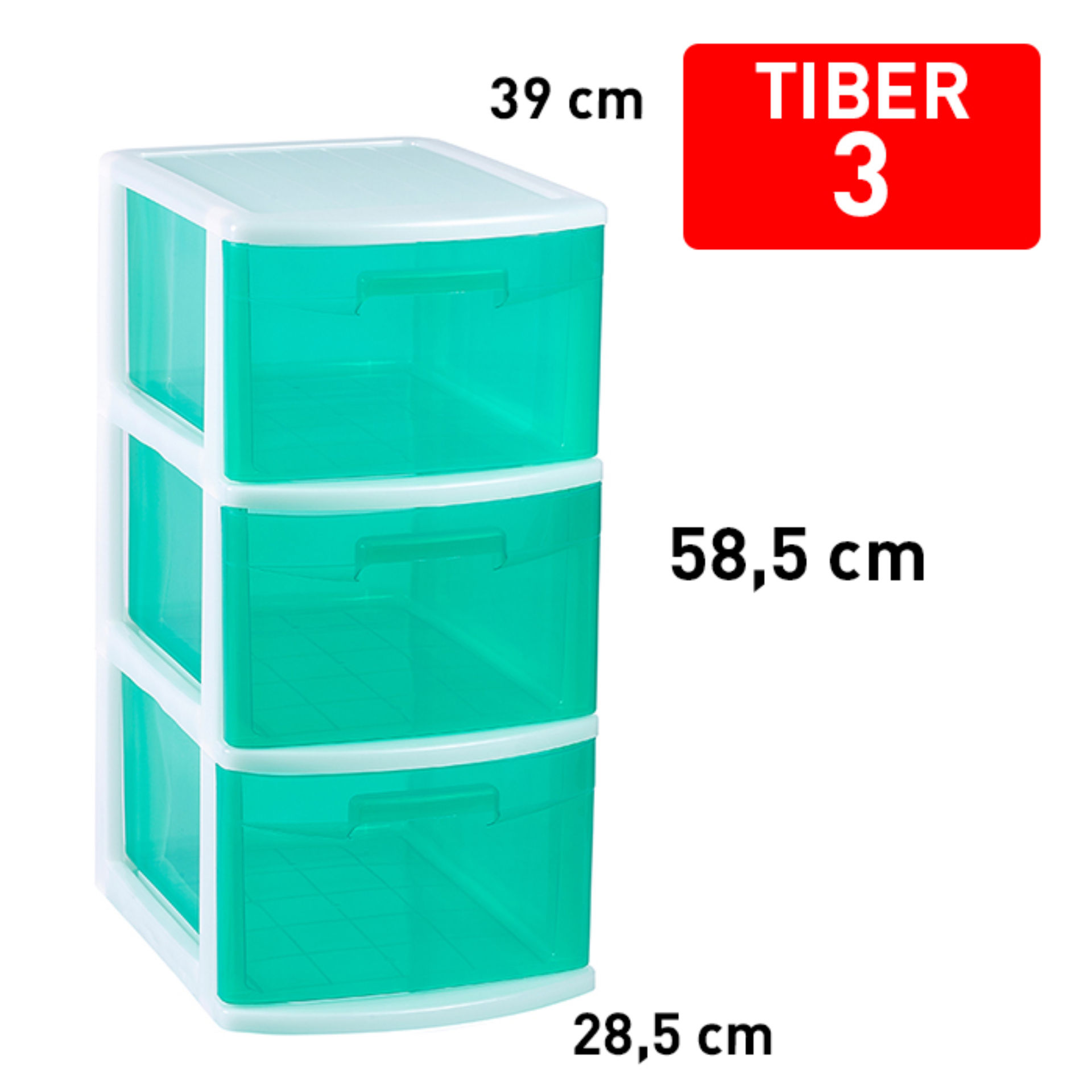 CASSETTIERA TIBER 3 CASSETTI TURQUESA TRAS F18Plastic Forte