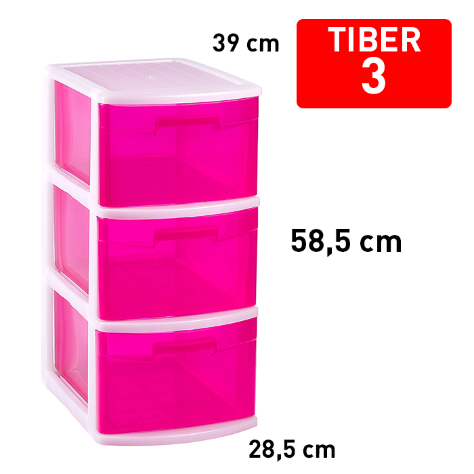 CASSETTIERA TIBER 3 CASSETTI FUCSIA TRAS F18Plastic Forte