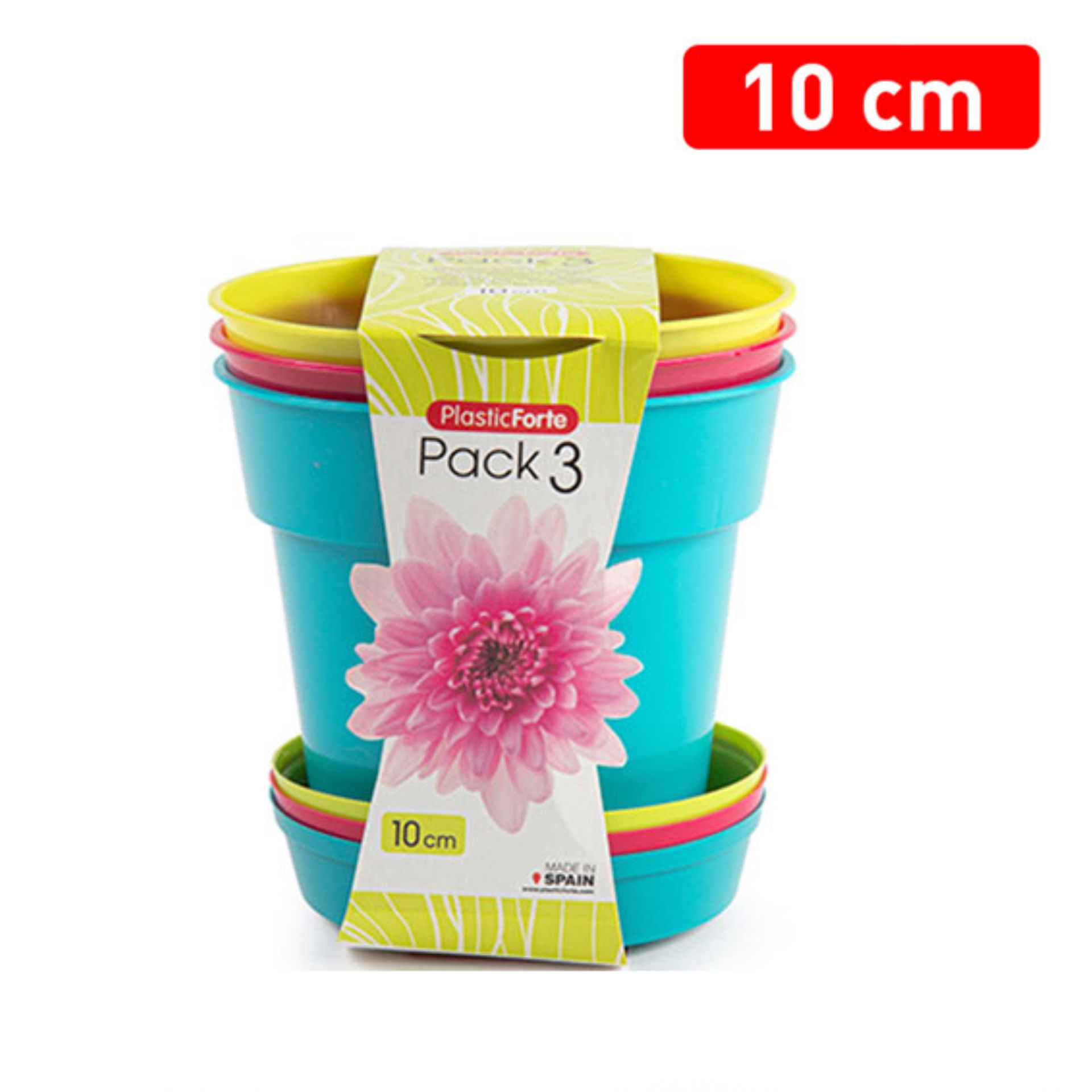 PACK 3 VASI GARDEN 10 CM +  SOTTOVASO  GAMMA CLASSPlastic Forte