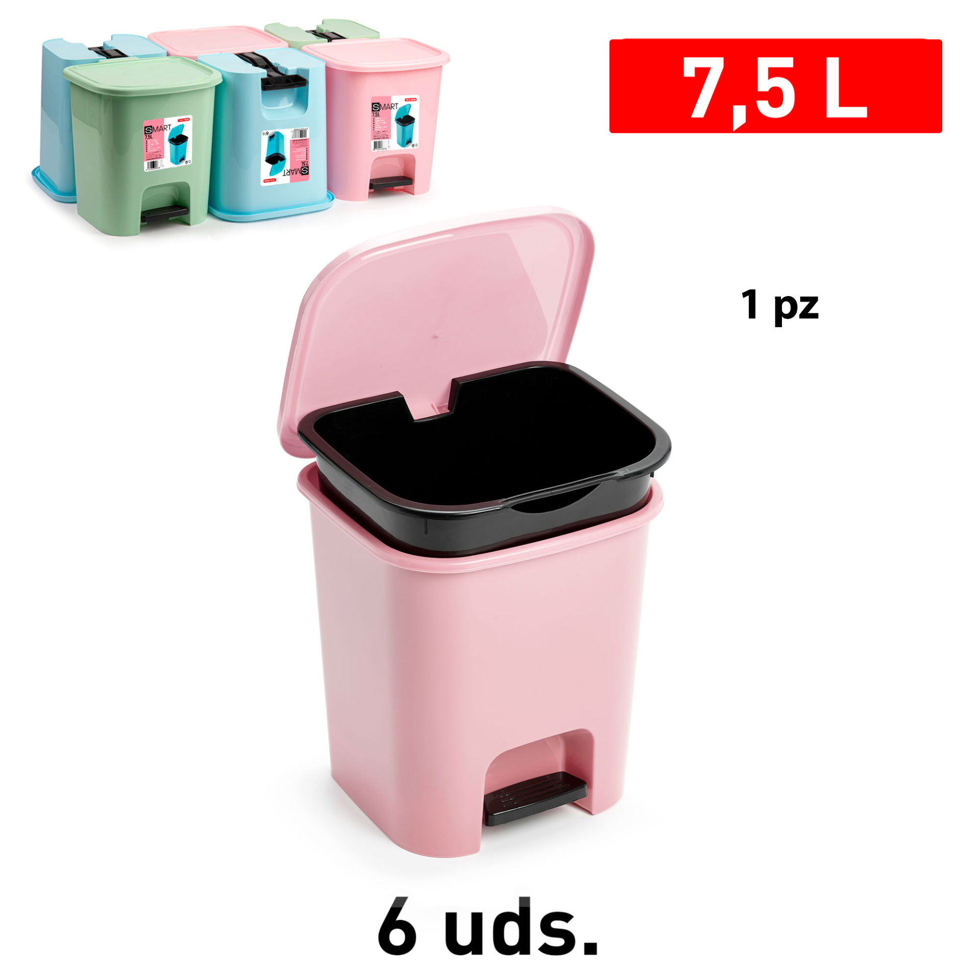 PATTUMIERA A PEDALE SMART 7,5 L SURTIDO ARVPlastic Forte