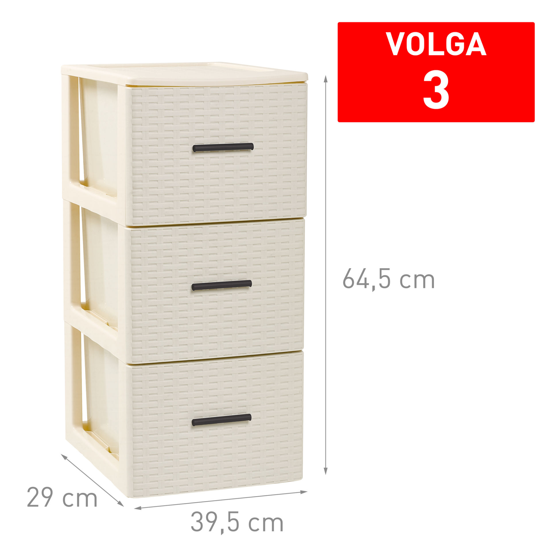 CASSETTIERA 3 CASSETTI VOLGA RATTAN AVORIOPlastic Forte