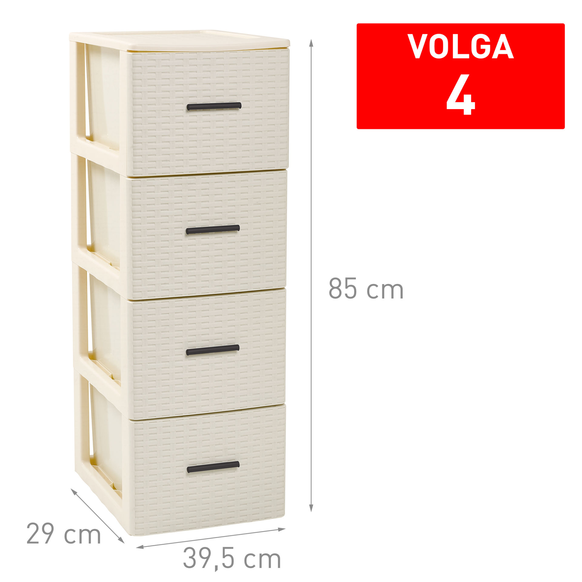 CASSETTIERA 4 CASSETTI VOLGA RATTAN AVORIOPlastic Forte