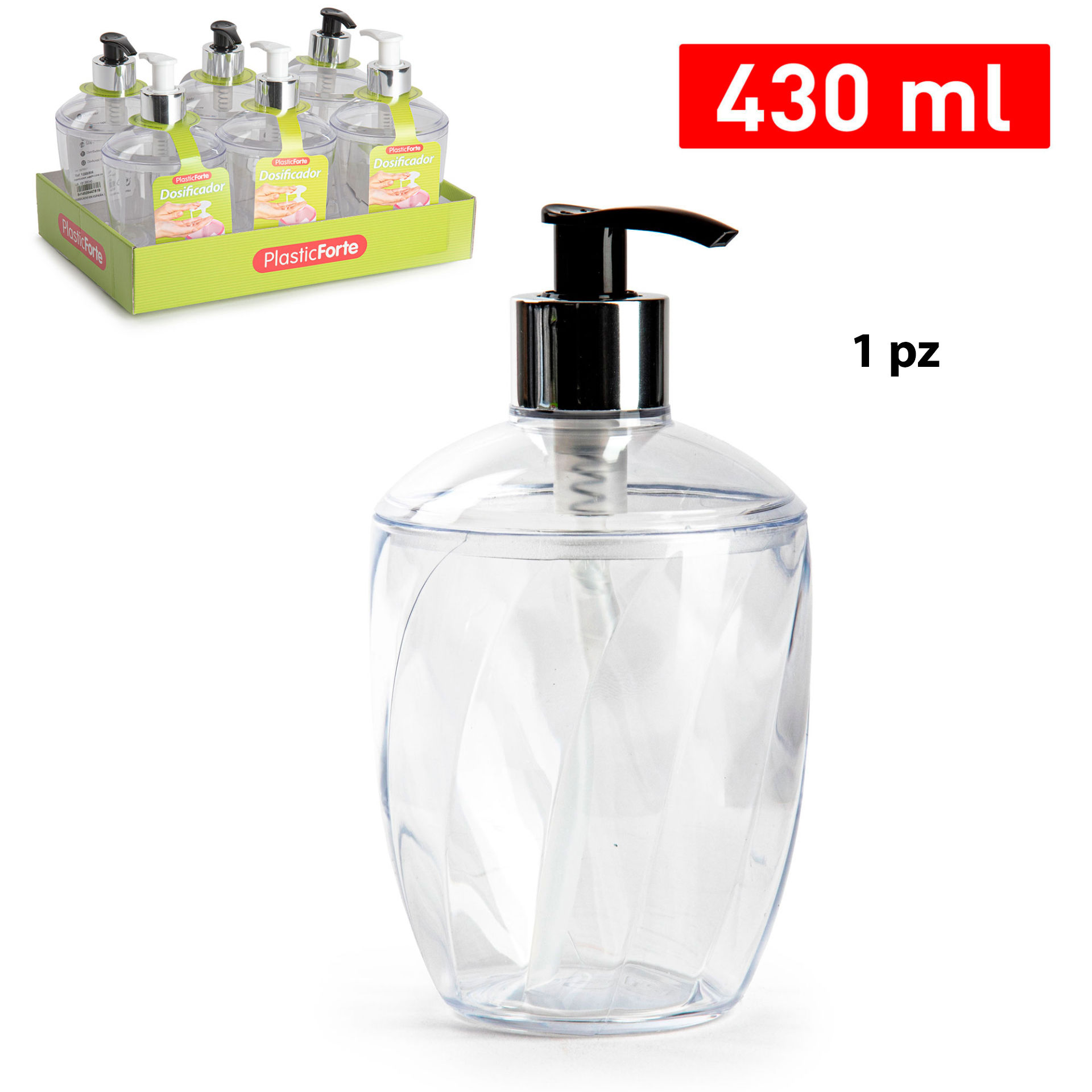 DISPENSER DOSIFICATORE SAPONE LIQUIDO LUXE TRASPARENTEPlastic Forte