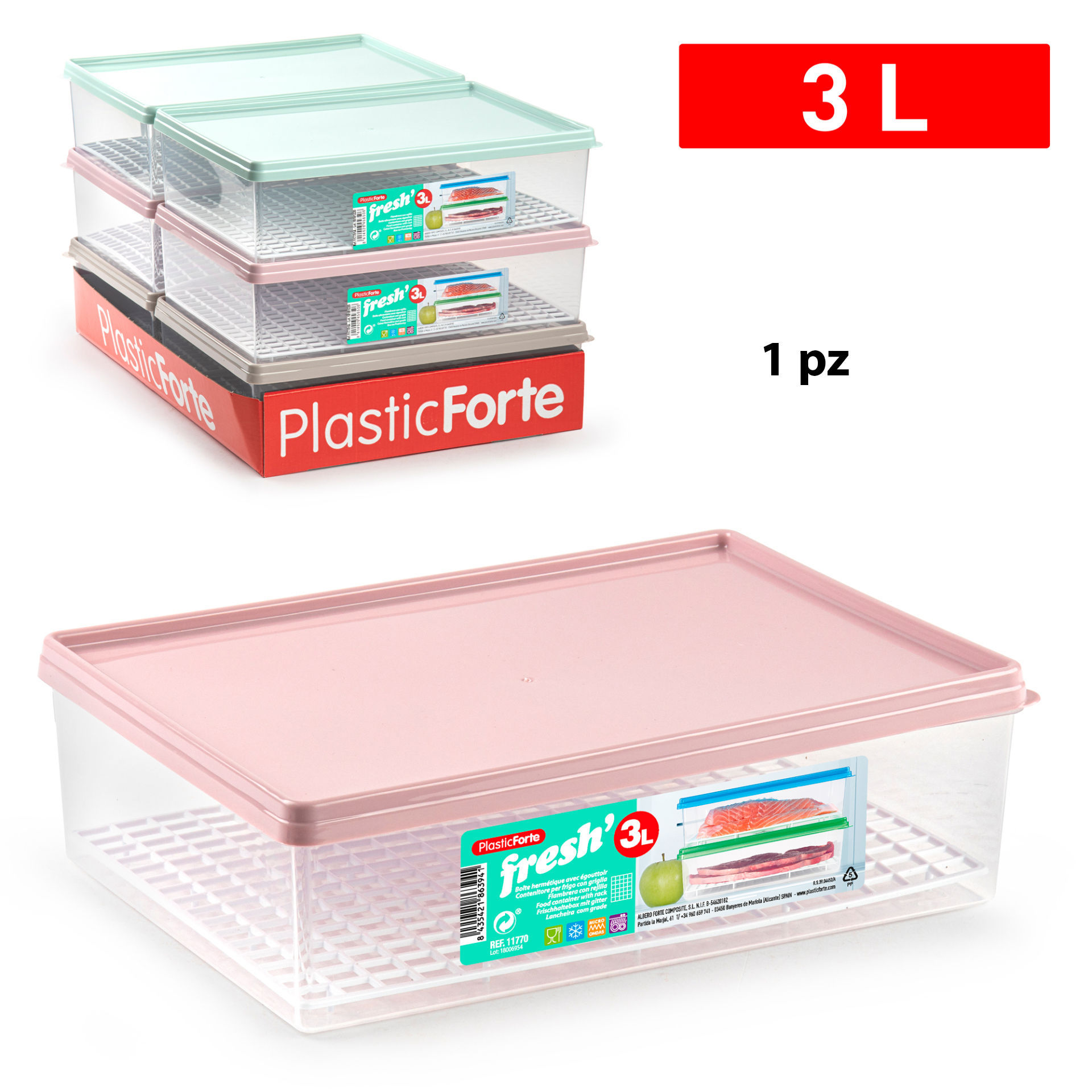CONTENITORE FRESH CON GRIGLIA 3 L SURT VRMPlastic Forte