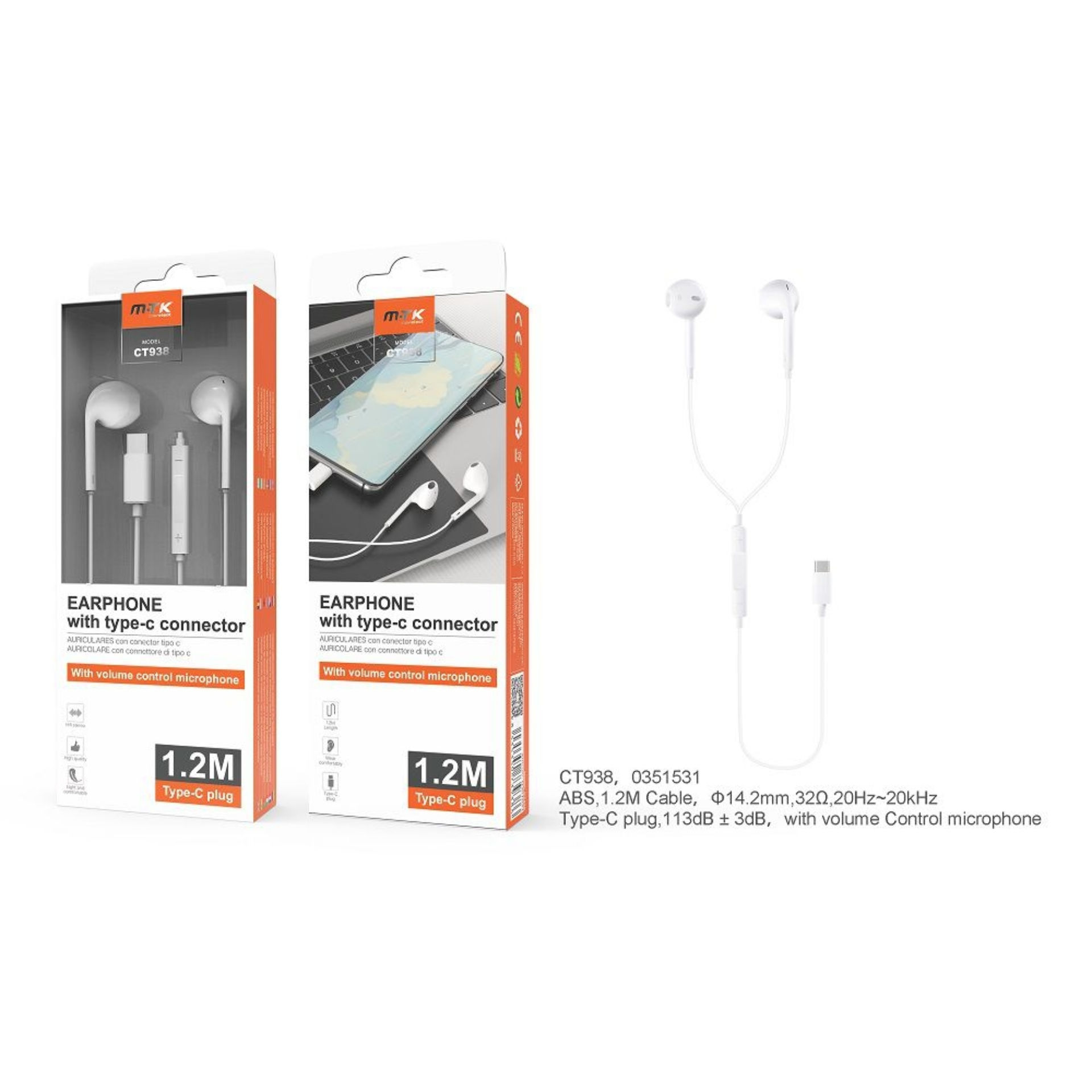 MTK CUFFIE AURICOLARI USB C CON MIC E VOLUME CONTROLMTK