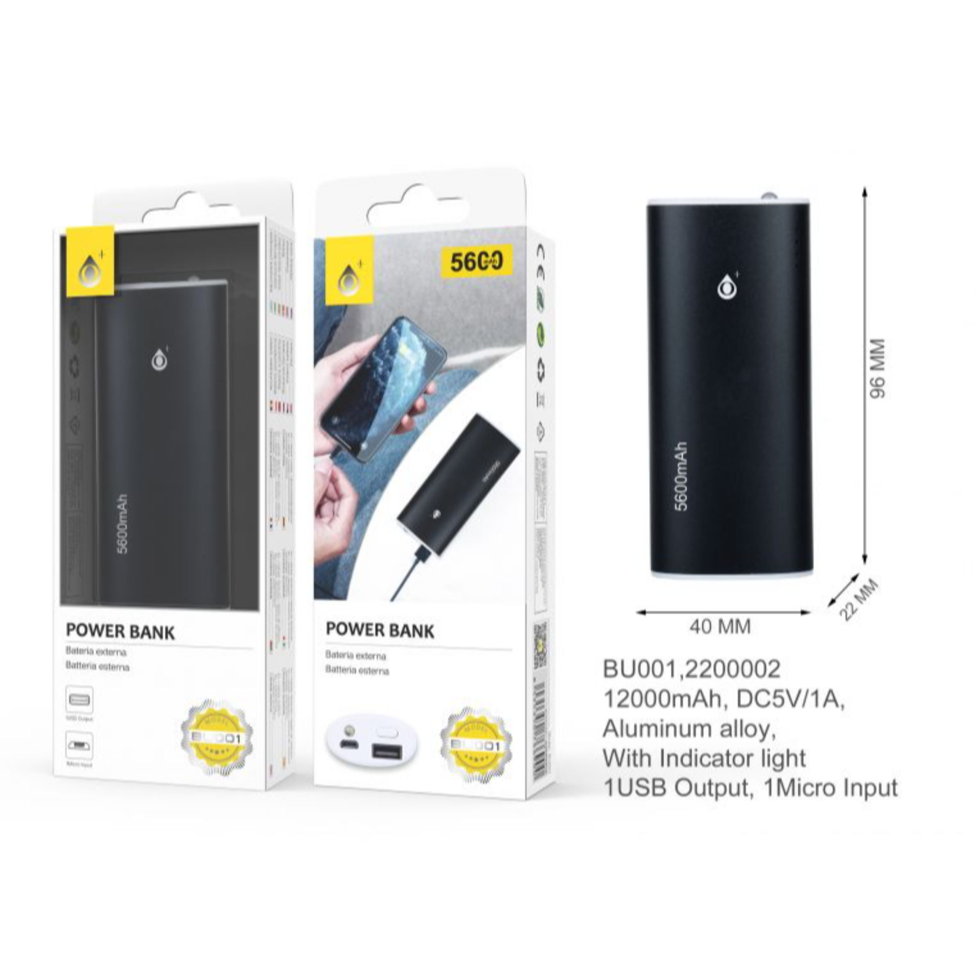 ONEPLUS POWER BANK METALBOX 5600 MAH 40*96*22MM, NEROOne Plus