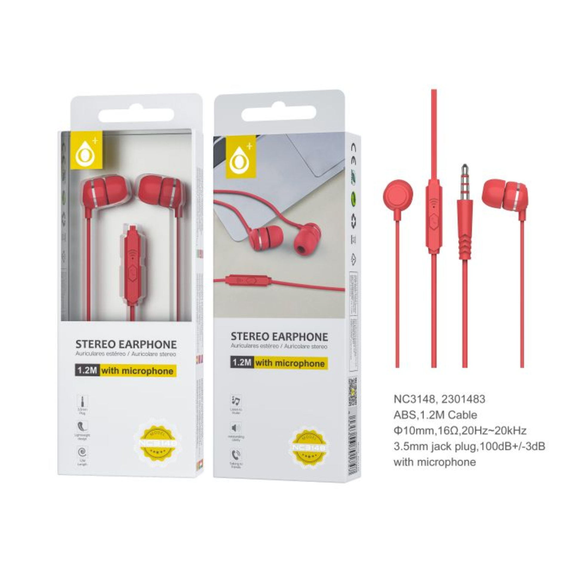 ONEPLUS NC3148 CUFFIE AURICOLARI IN-EAR AUX CON MIC ROSSOOne Plus