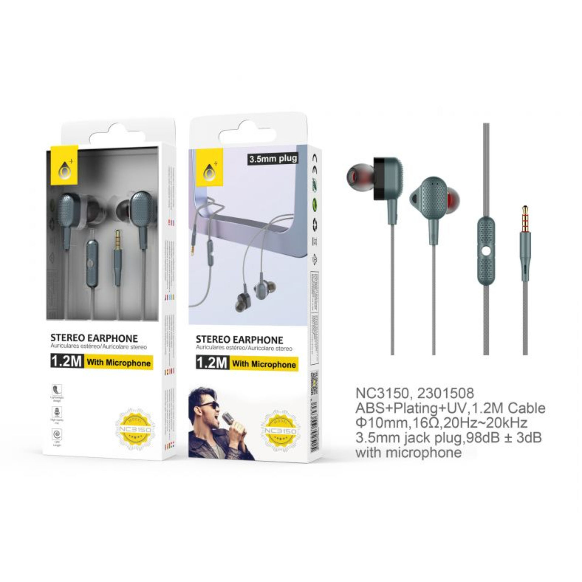 ONEPLUS NC3150 CUFFIE AURICOLARI IN-EAR AUX CON MIC VERDE GRIGIOOne Plus