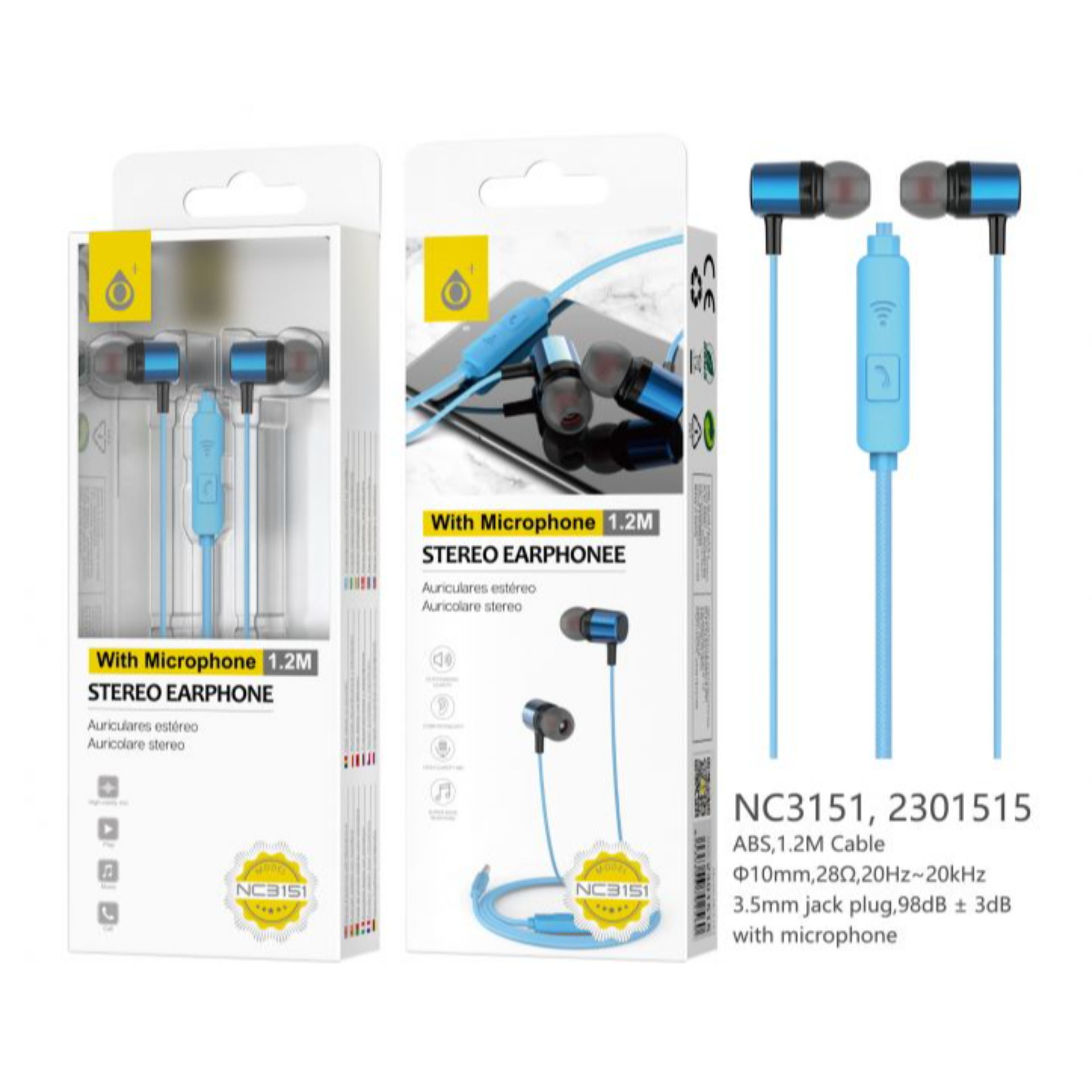 ONEPLUS NC3151 CUFFIE AURICOLARI IN-EAR AUX CON MIC AZZURROOne Plus