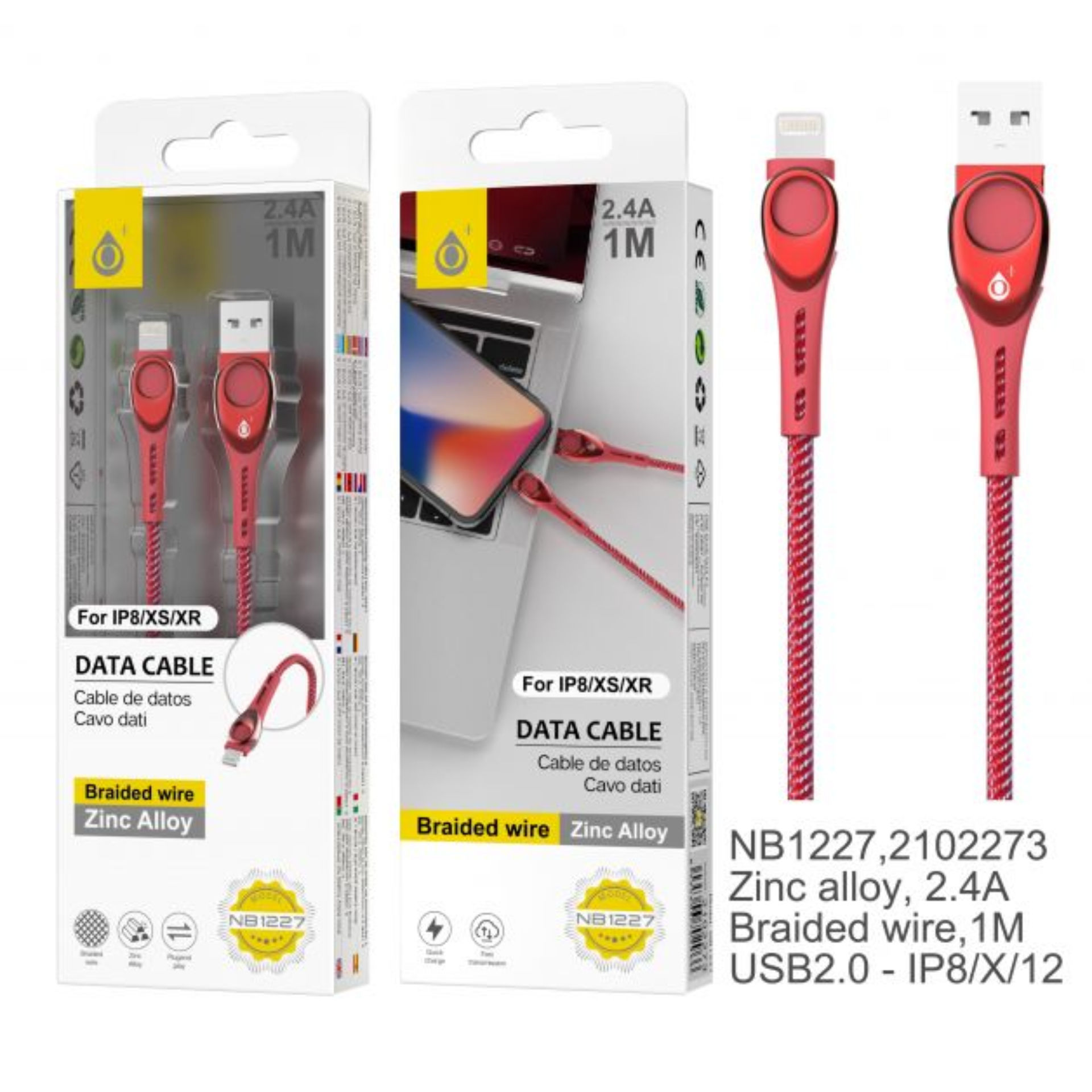 ONEPLUS NB1227 CAVO DATI LIGHTNING 2.4A ROSSOOne Plus