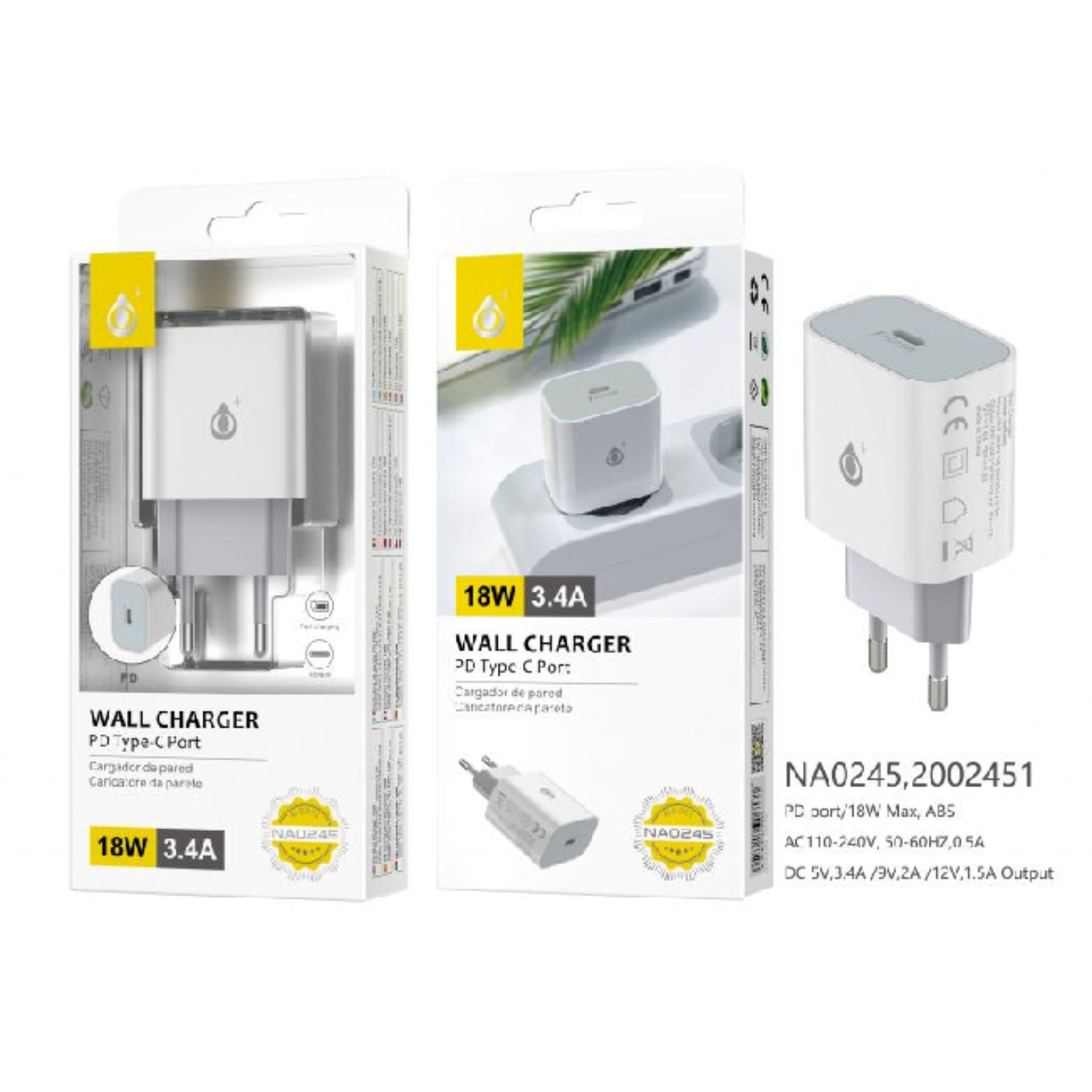 ONEPLUS CARICATORE USB A MURO CON PORTA USB C, 3.4A, BIANCOOne Plus