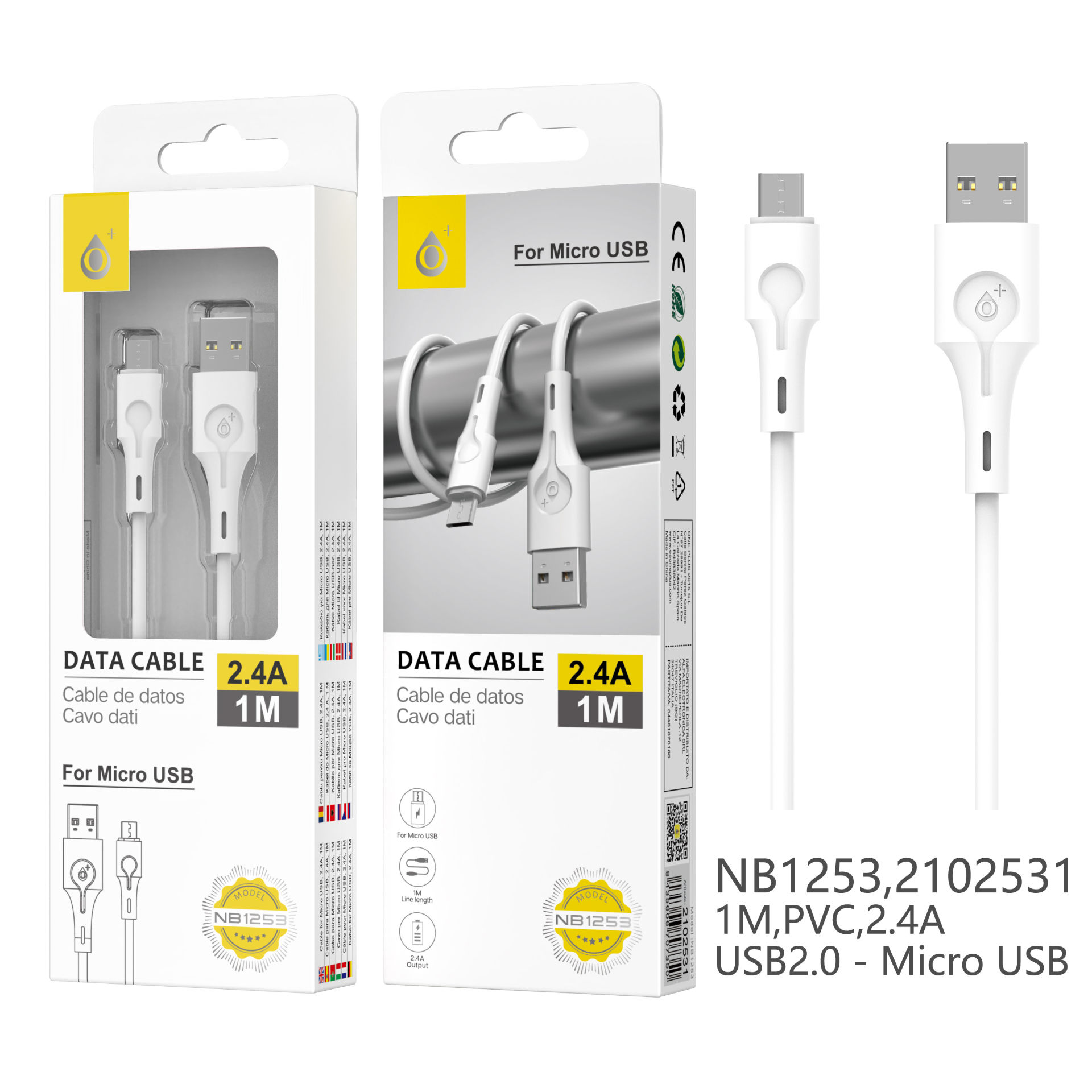 ONEPLUS NB1253 CAVO DATI MICRO USB 2.4A BIANCOOne Plus