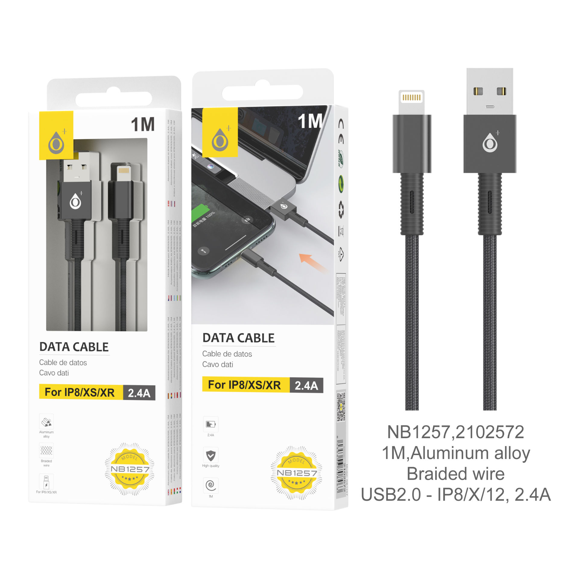 ONEPLUS NB1257 CAVO DATI LIGHTNING 2.4A NEROOne Plus