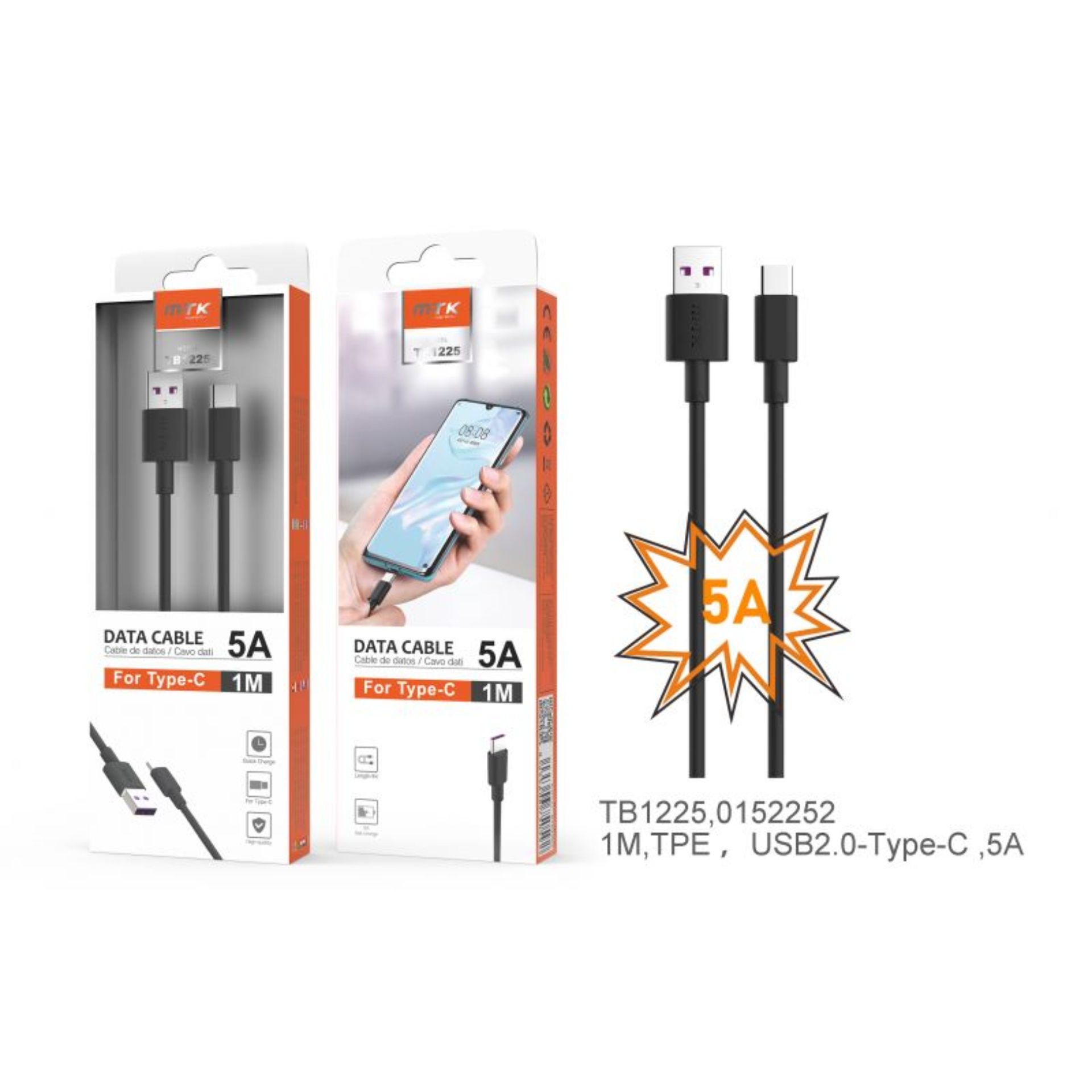 MTK CAVO USB C 5A 1M NEROMTK