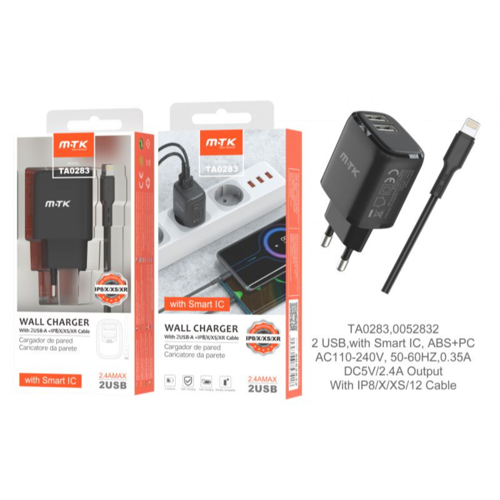 MTK CARICABATTERIA AUTO BASIC 2 USB 2.4A NEROMTK