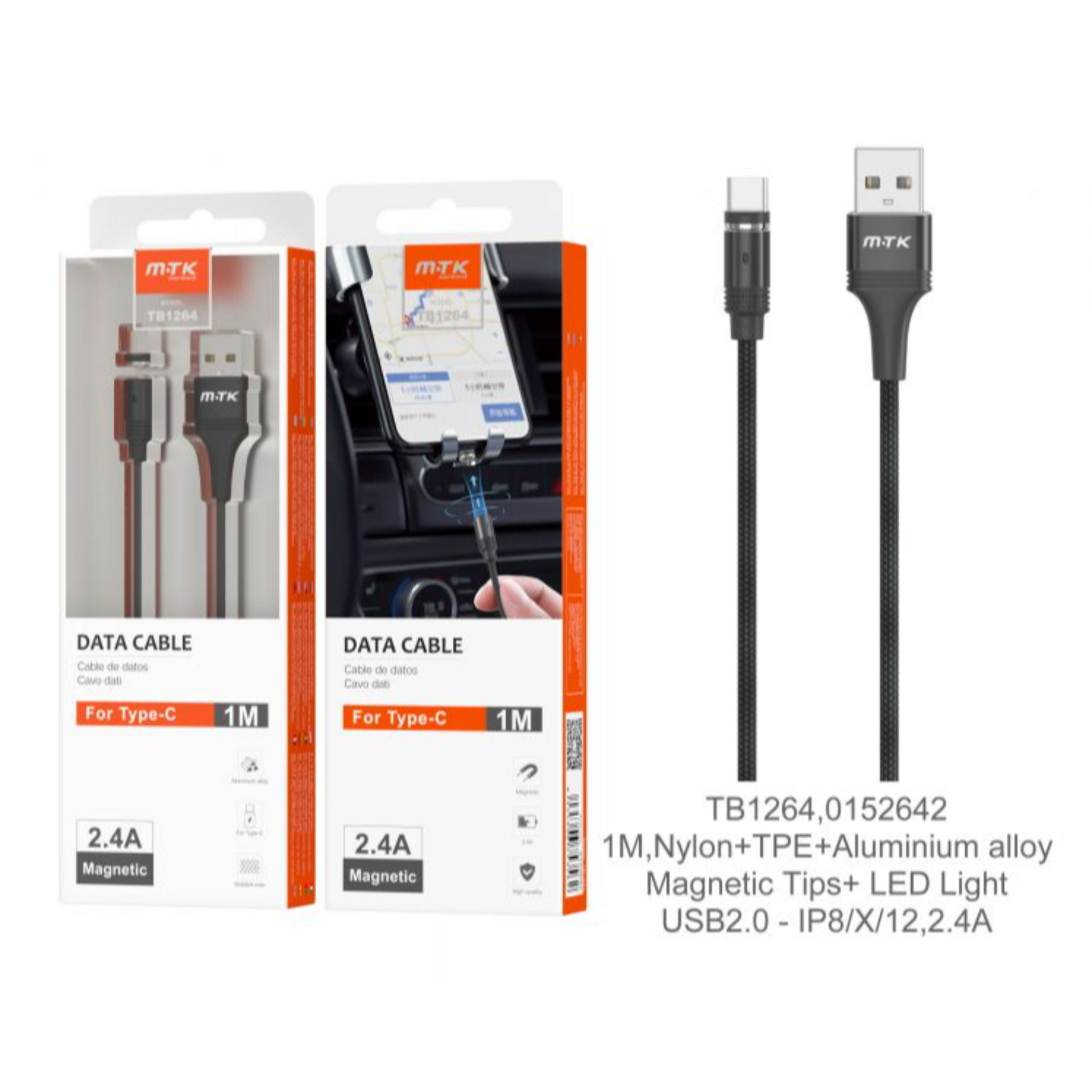 MTK CAVO DATI MAGNETICO USB C 1M, NEROMTK