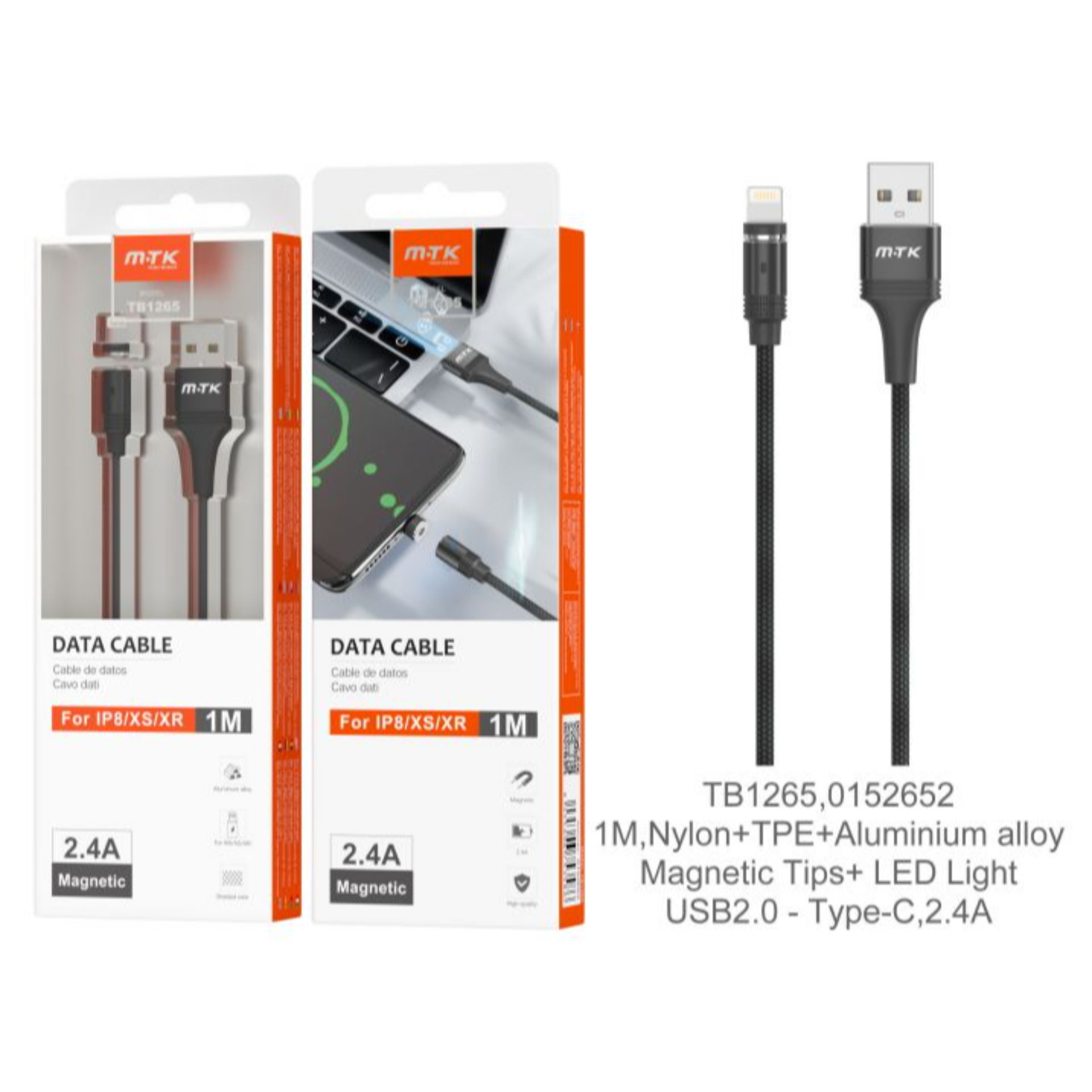 MTK CAVO DATI MAGNETICO LIGHTNING 1M, NEROMTK