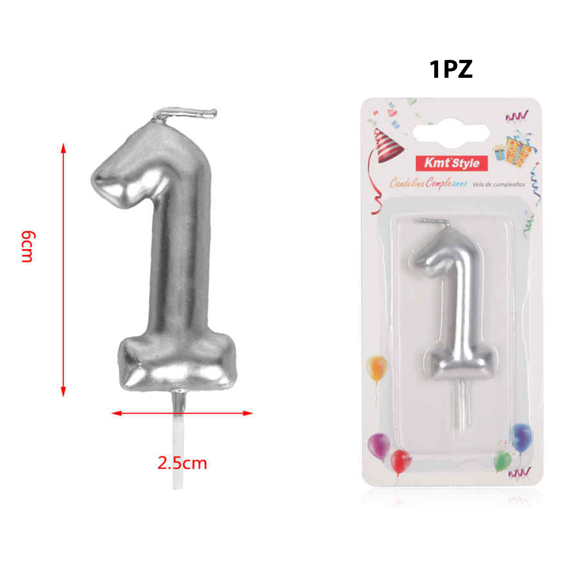 CANDELINA COMPLEANNO 1# ARGENTEKmt