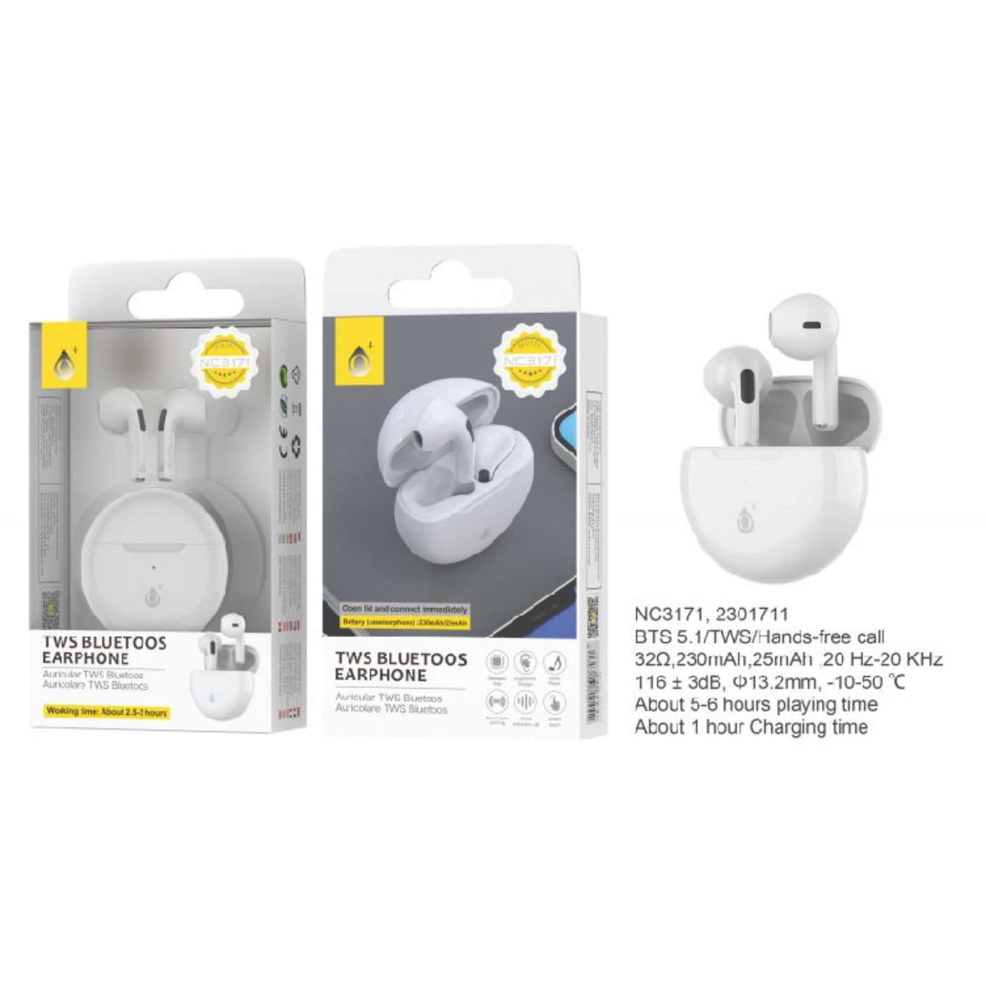 NC3171 BL, CUFFIE BLUETOOTH TWS GRIMES, TOUCH CONTOne Plus