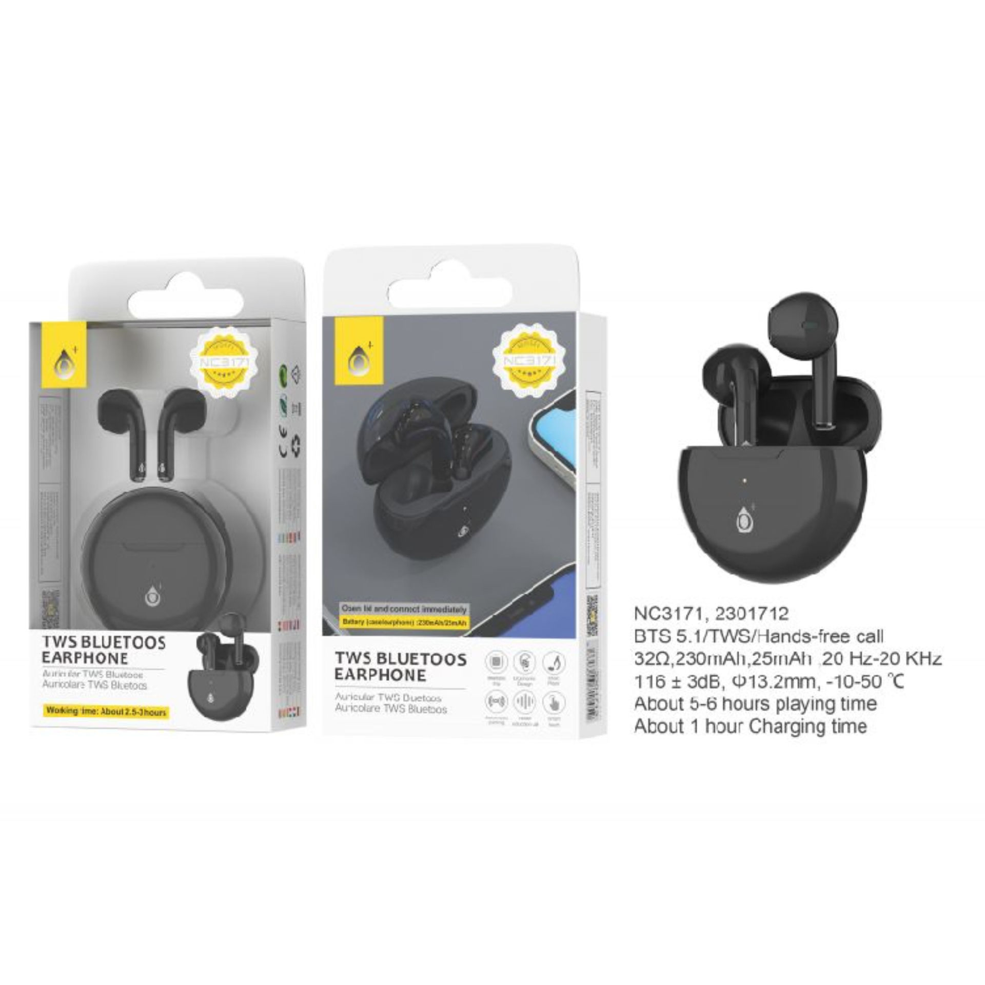 NC3171 NE, CUFFIE BLUETOOTH TWS GRIMES, TOUCH CONTOne Plus