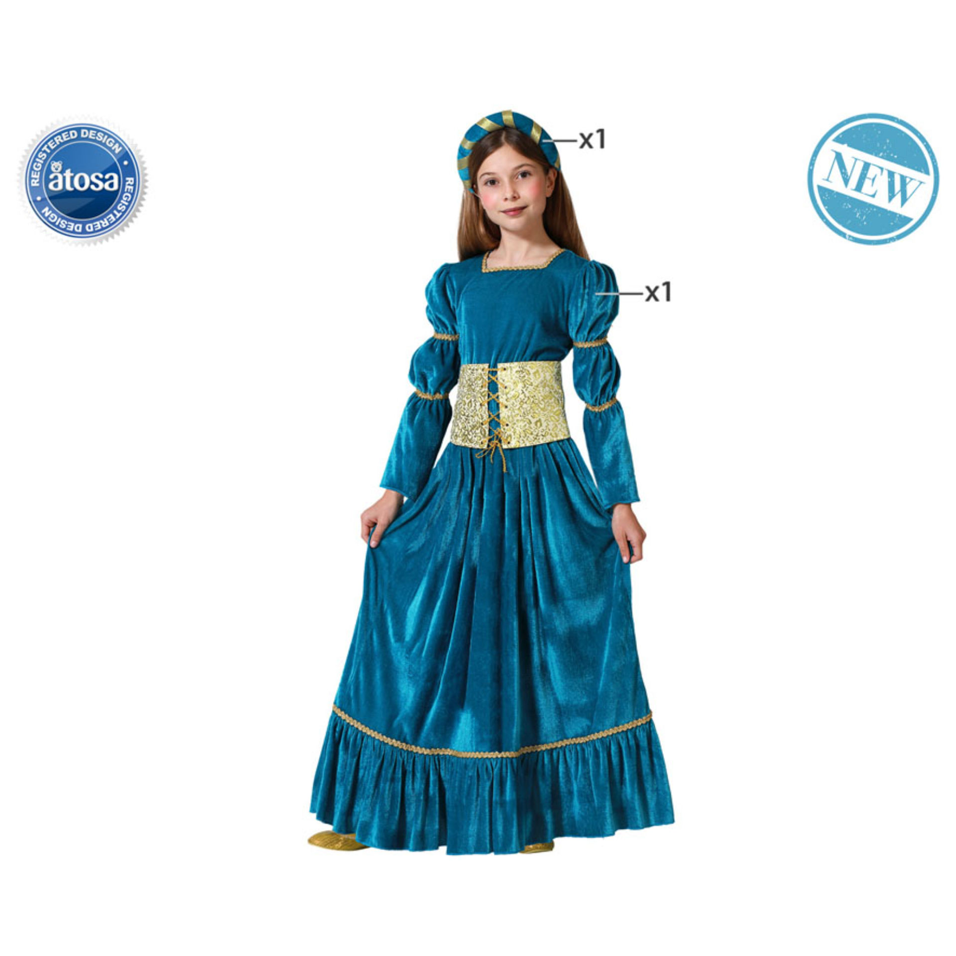 COSTUME REGINA MEDIEVALE BLU 3-4Atosa