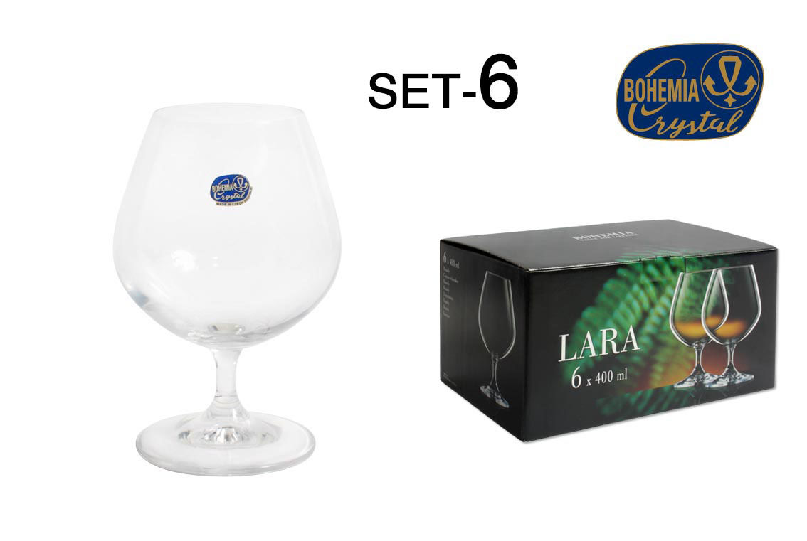 SET 6 COPA BRANDY CRISTAL BOHEMIA 400CC  LARALara