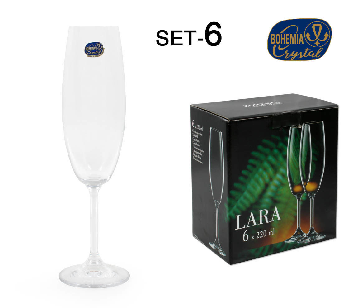 SET 6 COPA CAVA CRISTAL BOHEMIA 220CC  LARASoler