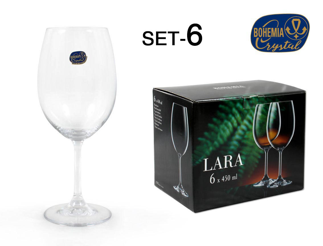 SET 6 CRISTAL BOHEMIA TAZZA 450CC  LARASoler
