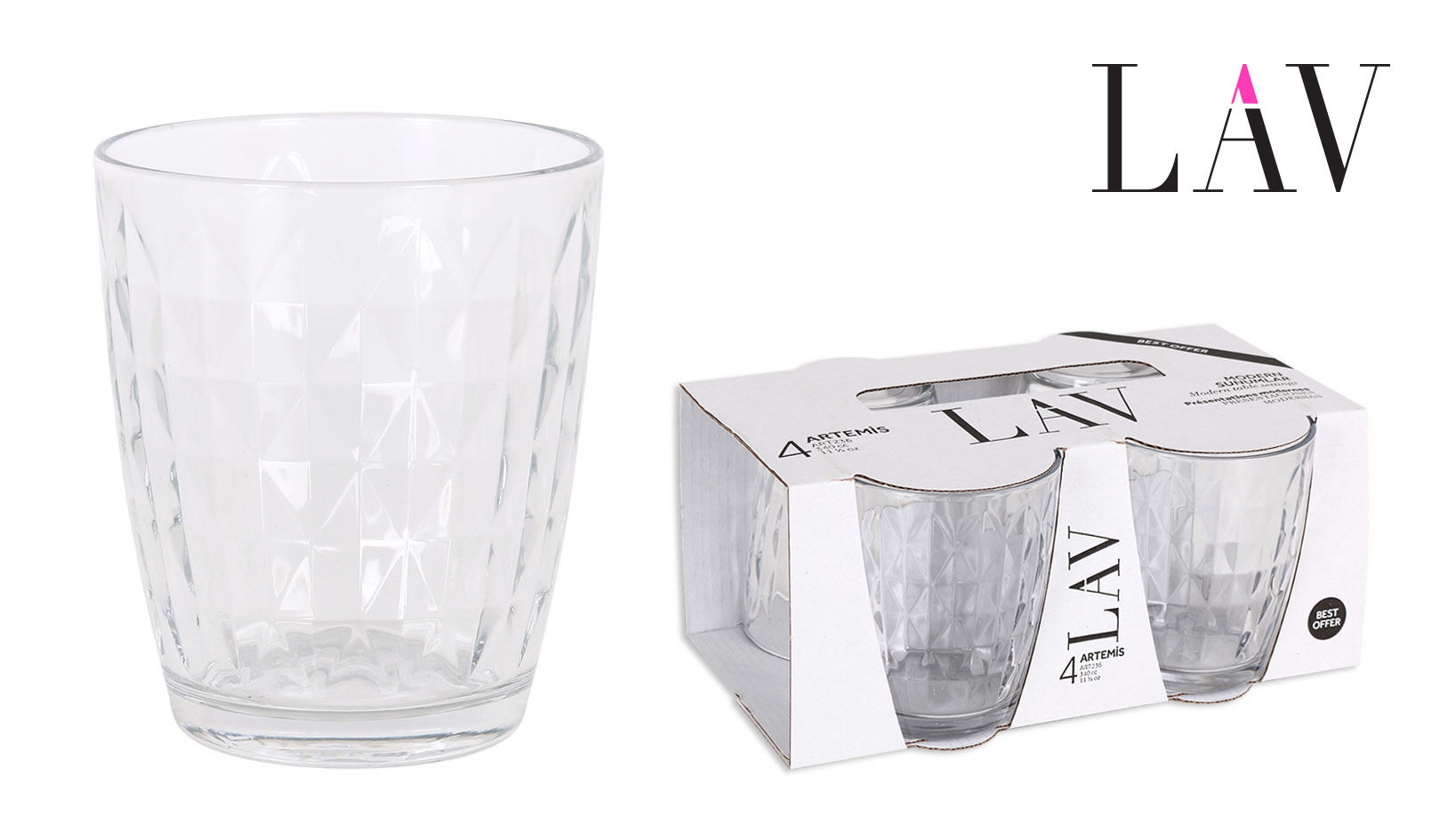 SET 4 BICCHIERE 340CC ARTEMIS  BEST OFFERSoler