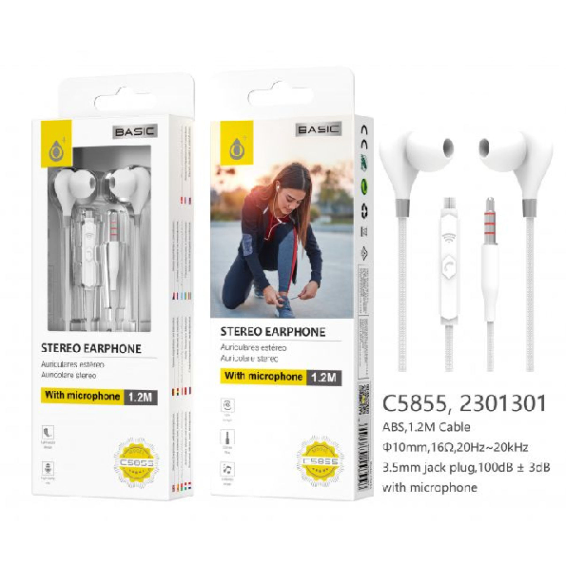 C5855 BL, CUFFIE CAREY CON MICROFONO 1,2 M, BIANCOOne Plus