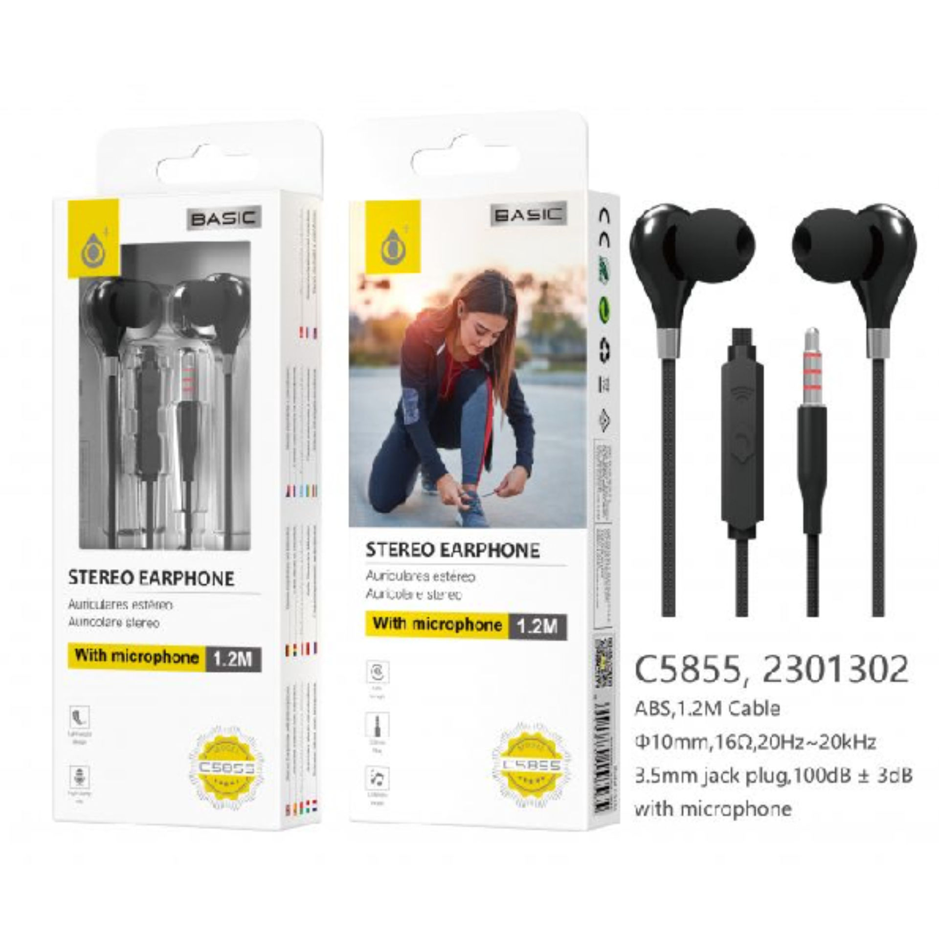 C5855 NE, CUFFIE CAREY CON MICROFONO 1,2 M, NEROOne Plus