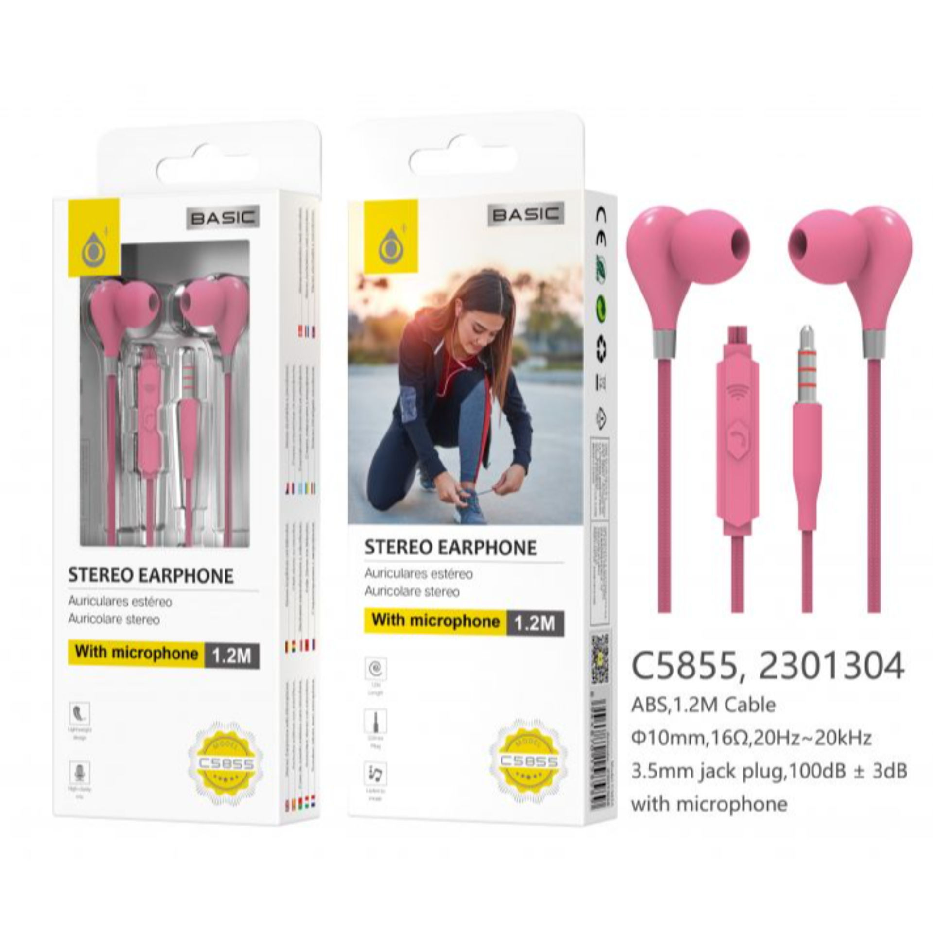 C5855 RS, CUFFIE CAREY CON MICROFONO 1,2 M, ROSAOne Plus