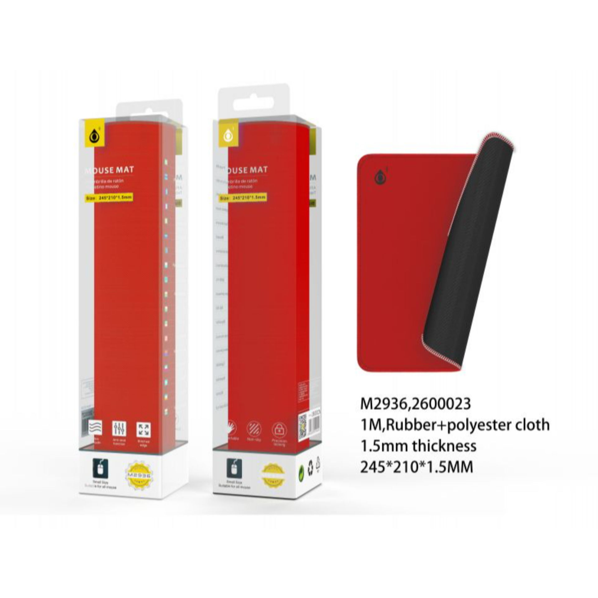 ONEPLUS M2936 TAPPETTINO MOUSE 240*210*1.5MM ROSSOOne Plus