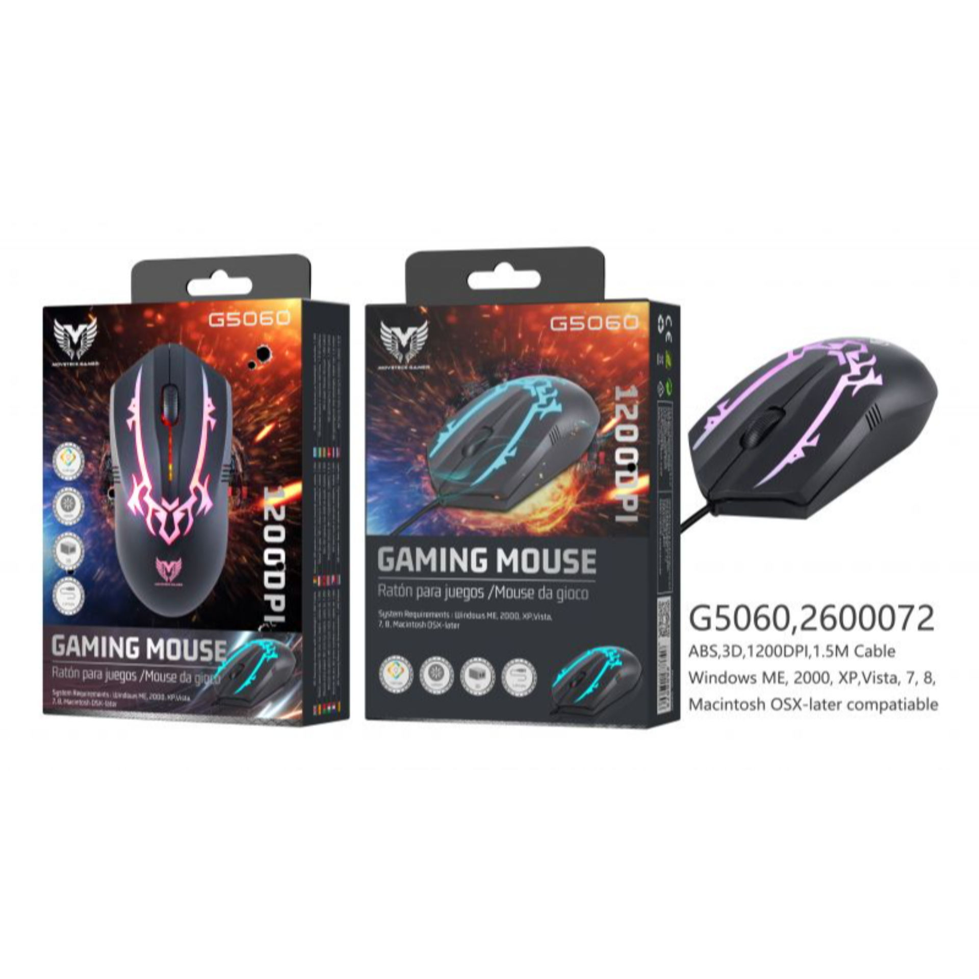 MTK G5060 MOUSE GAMING OTTICO CON CAVO 1200 DPIMTK