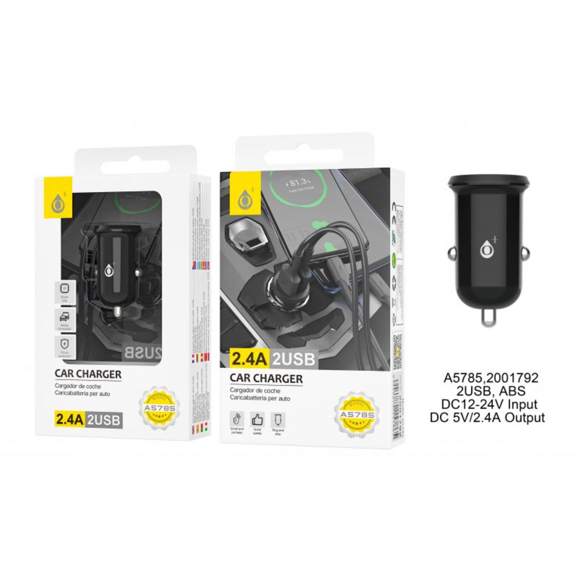 ONEPLUS CARICABATTERIA AUTO 2 USB 2.4A NEROOne Plus