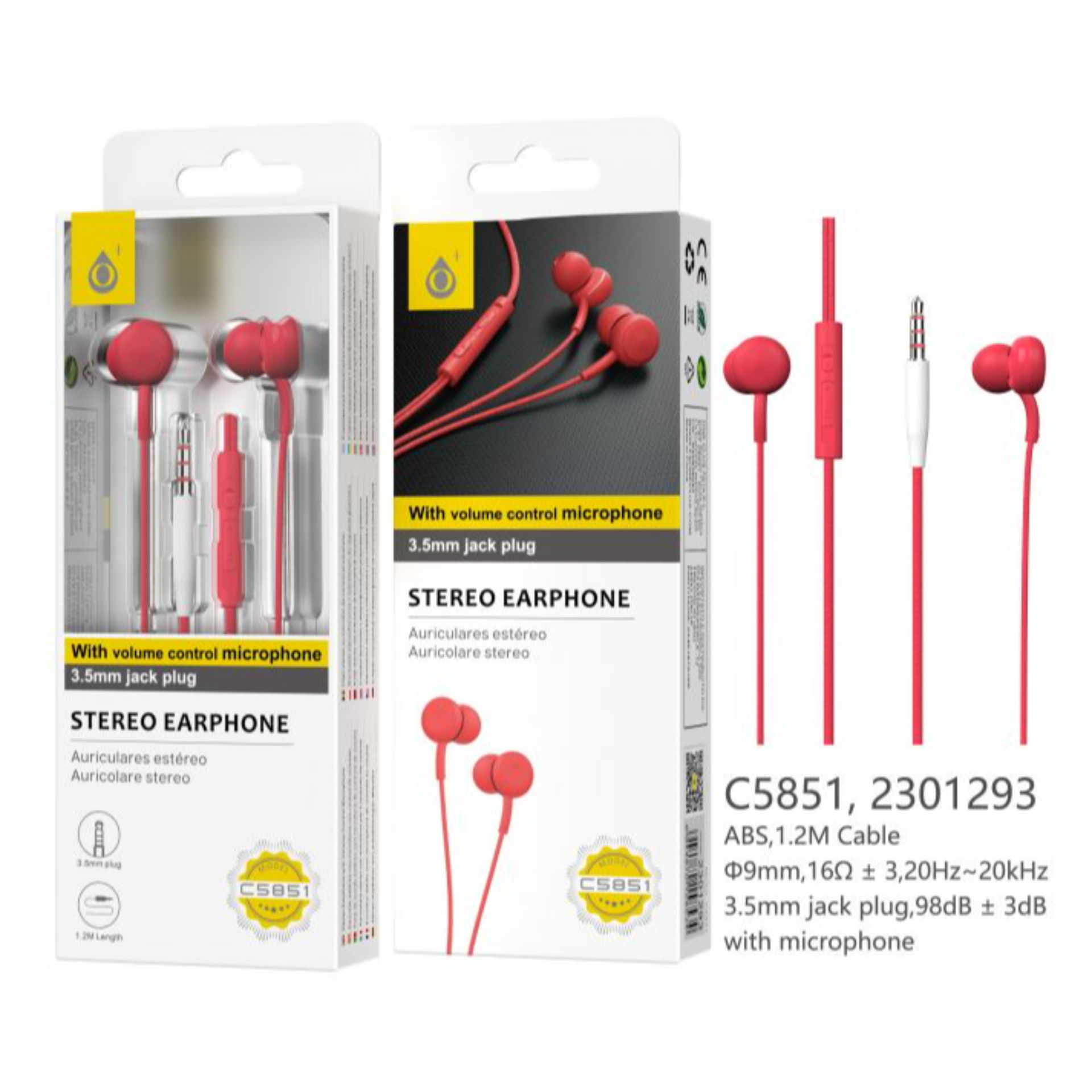 ONEPLUS C5851 CUFFIE IN-EAR CON MICROFONO ROSSOOne Plus