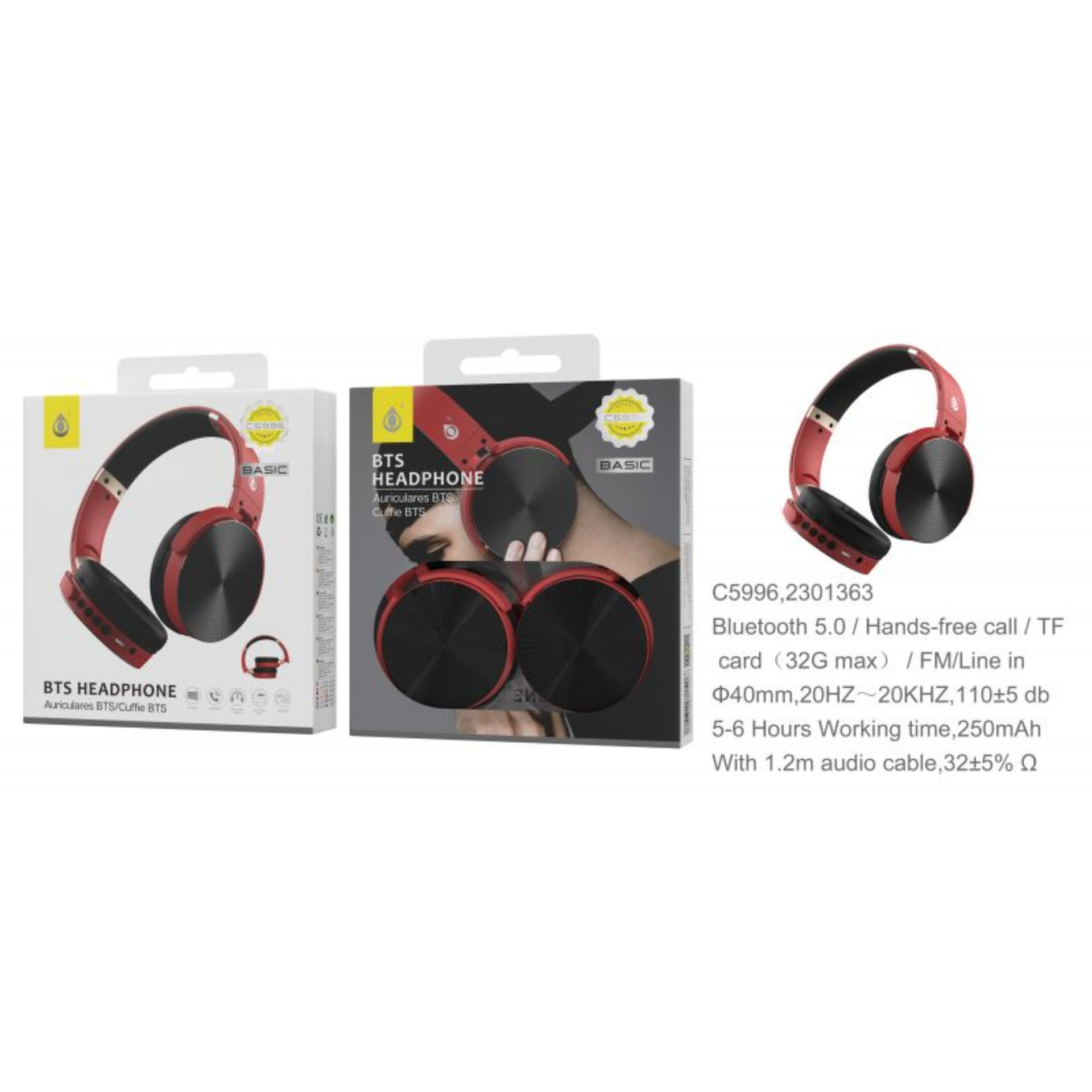 ONEPLUS C5996 CUFFIE WIRELESS ON-EAR CON MICROFONO ROSSOOne Plus