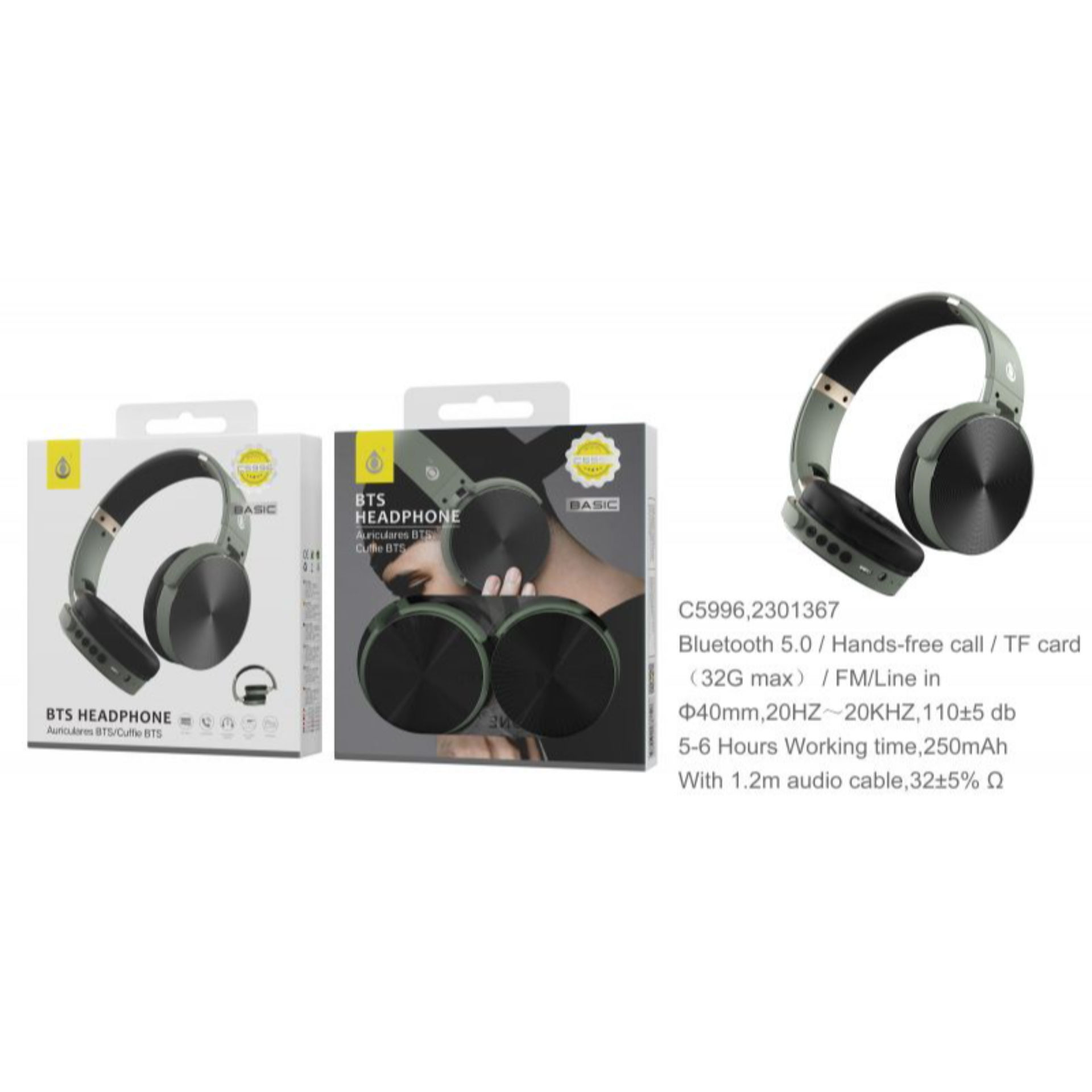 ONEPLUS C5996 CUFFIE WIRELESS ON-EAR CON MICROFONO VERDEOne Plus