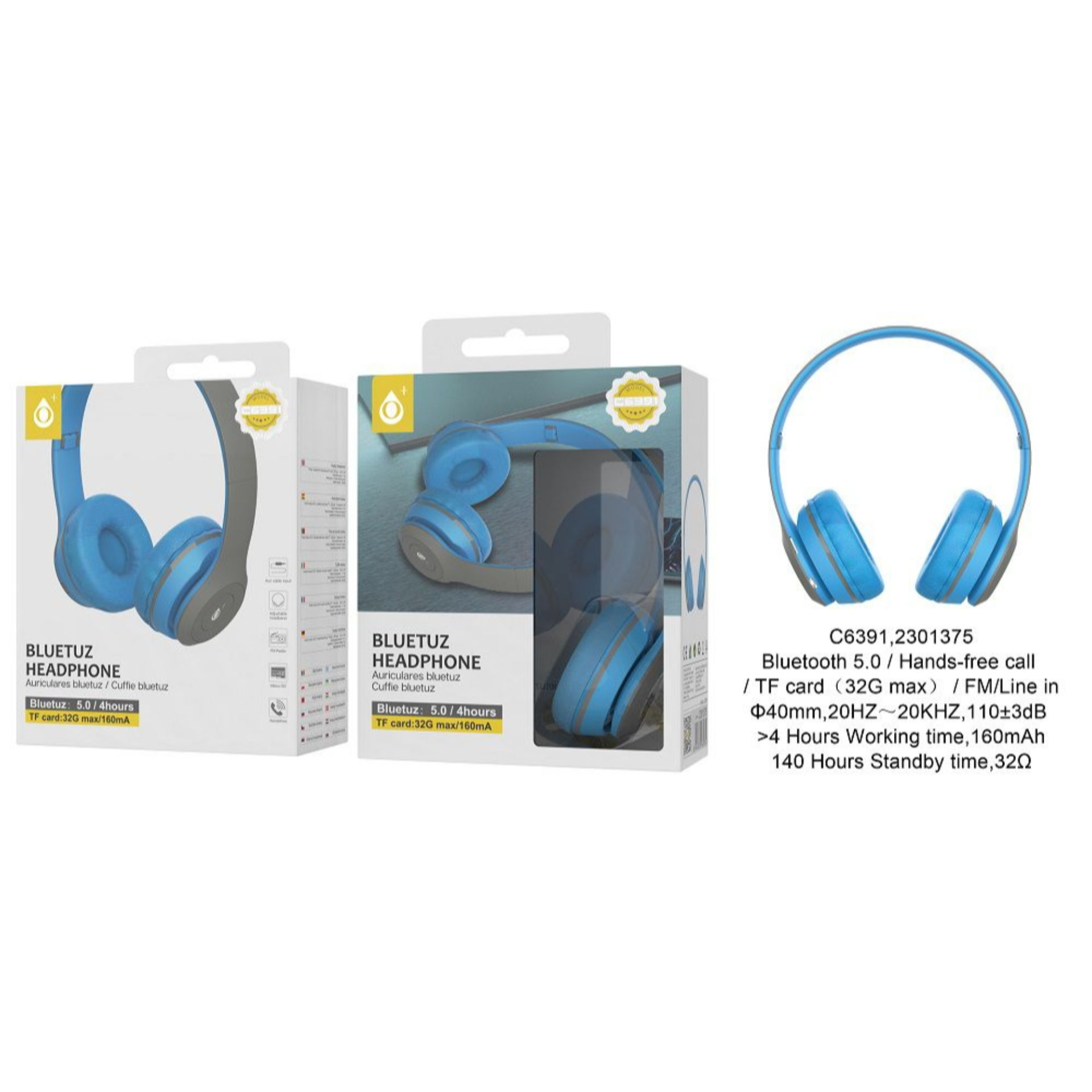 ONEPLUS C6391 CUFFIE WIRELESS ON-EAR CON MICROFONO AZZURROOne Plus