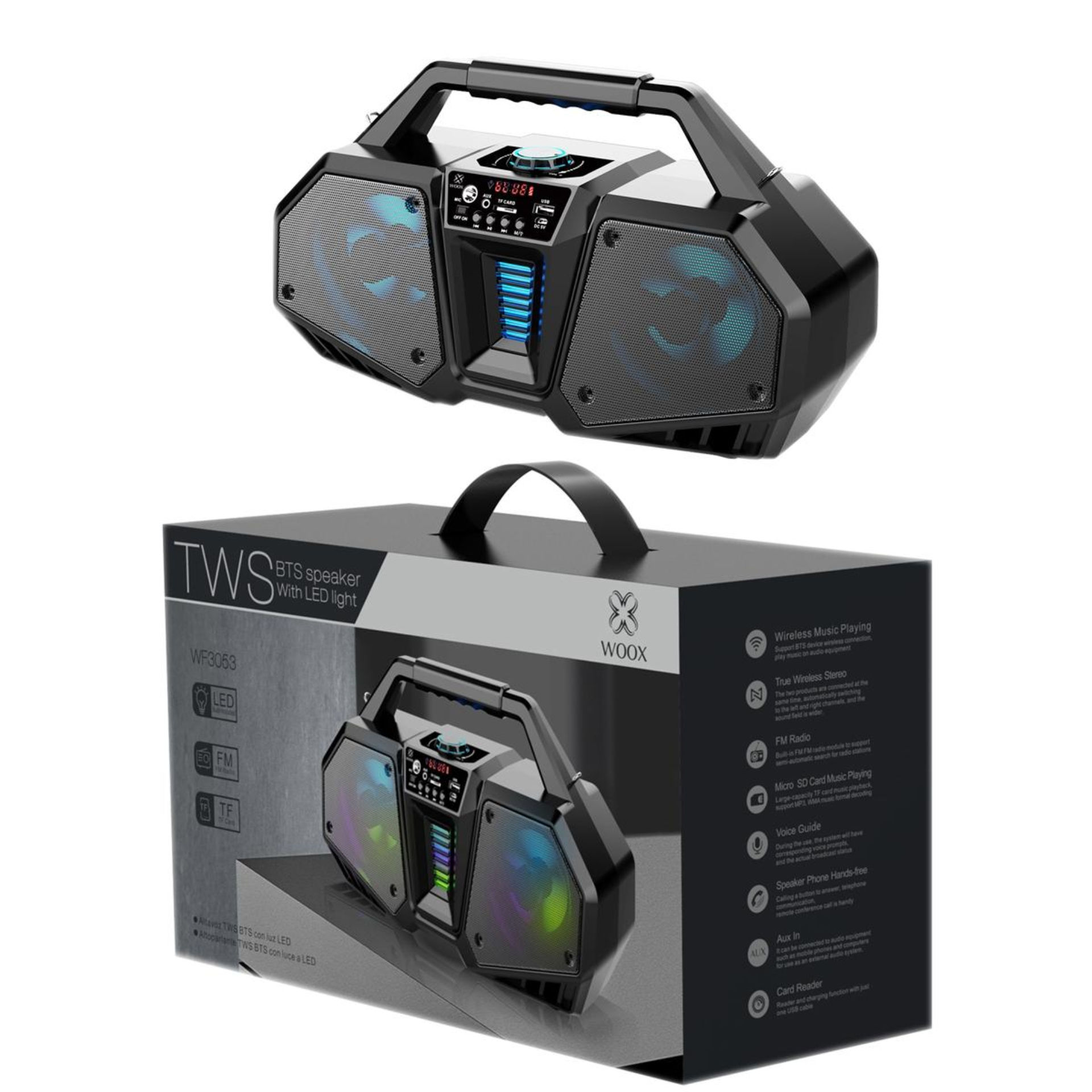 WF3053 NE, WOOX, ALTOPARLANTE TWS BTS CON LUCE LEDWoox