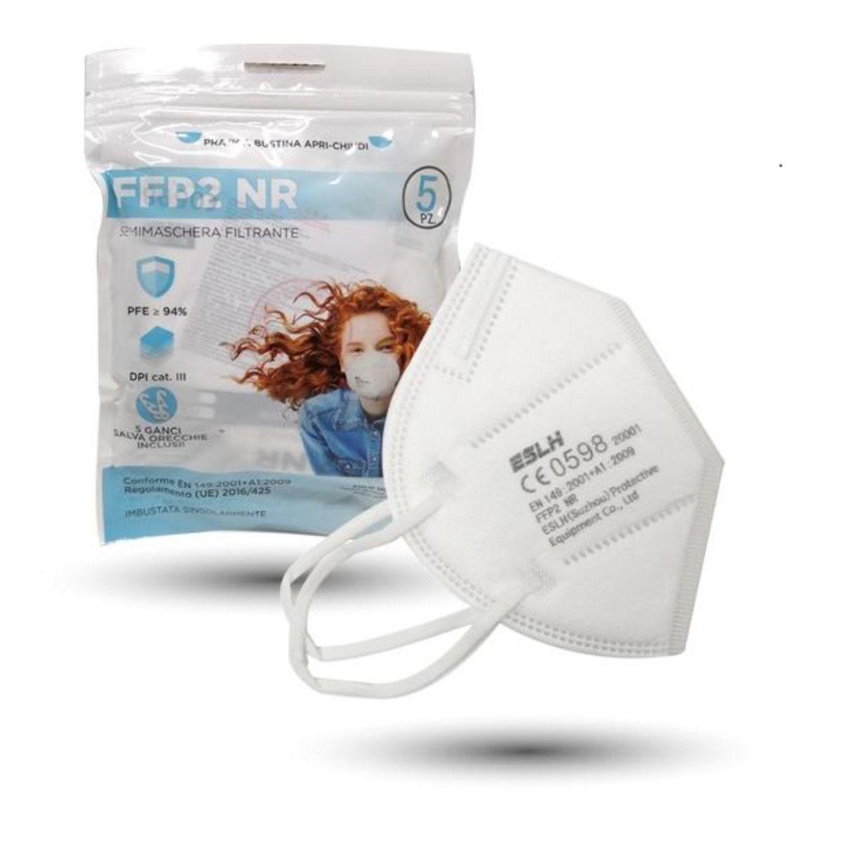Mascherina FFP2 5pz Bianco ESLH