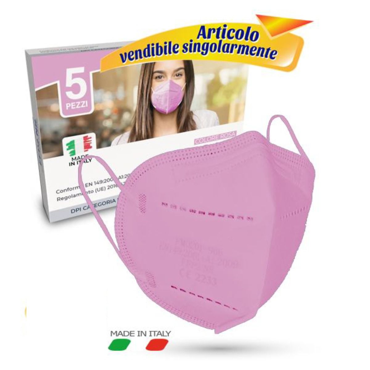 Mascherina FFP2 5pz Rosa